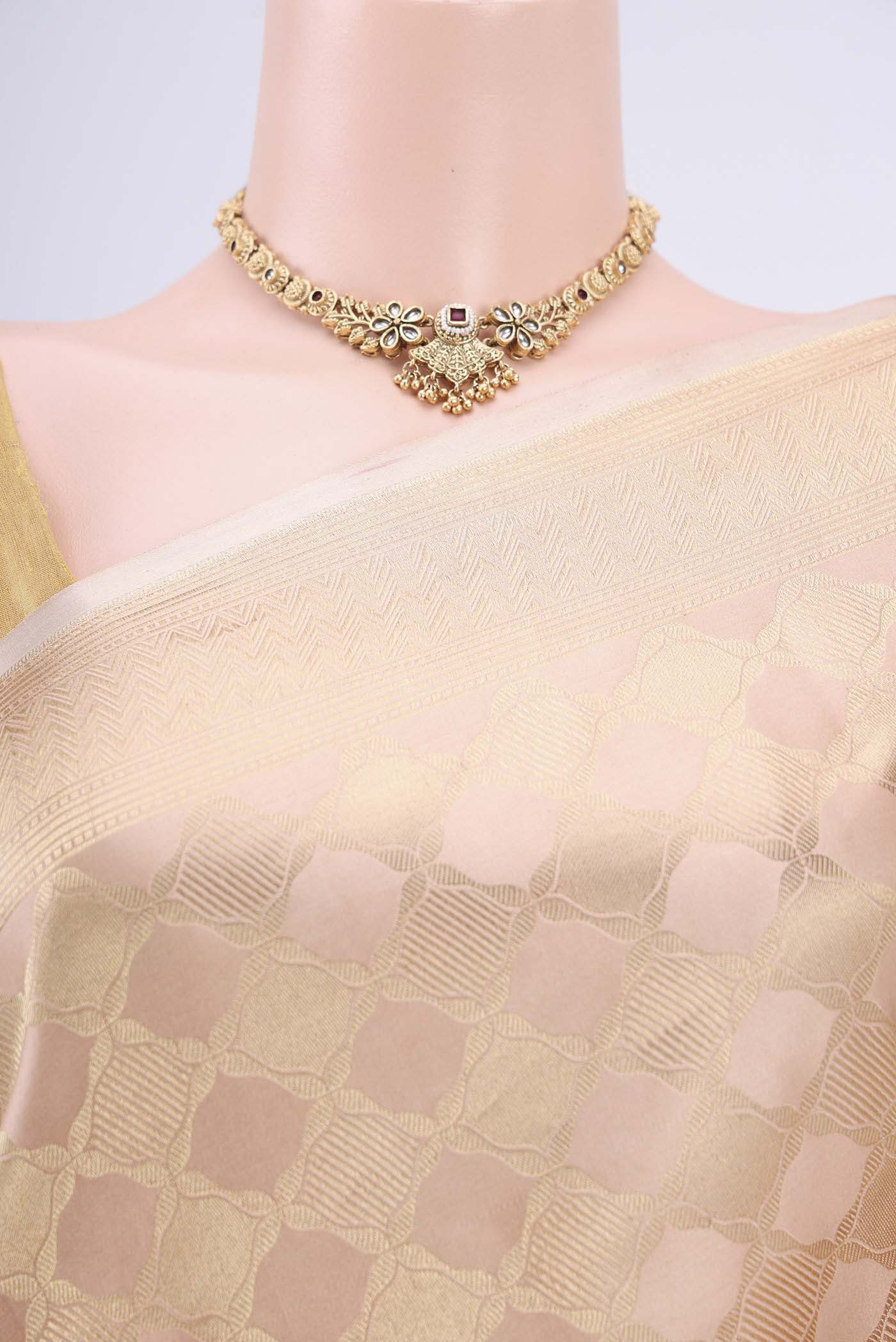 Peach Banarasi Silk Saree - Image 2