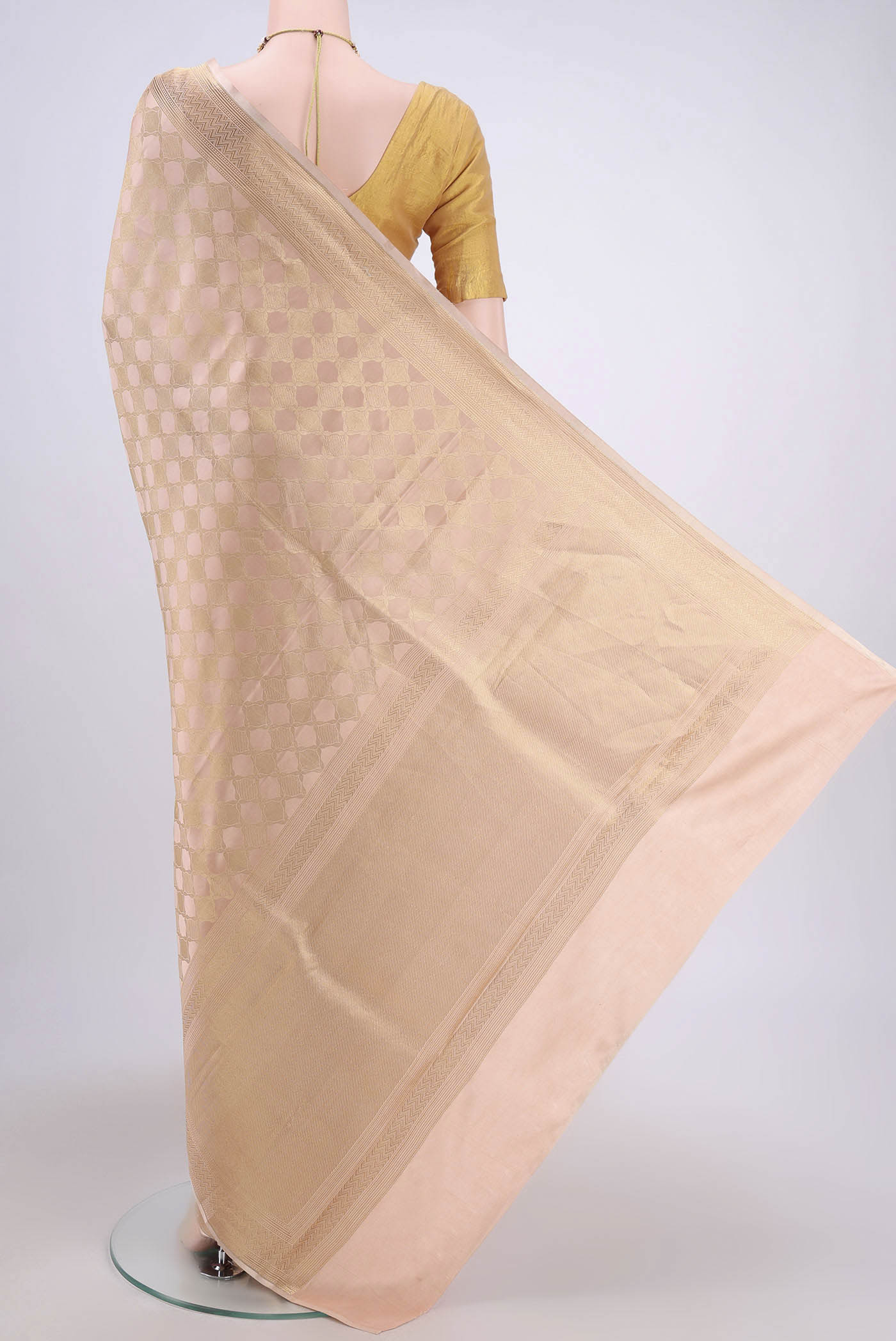 Peach Banarasi Silk Saree - Image 3