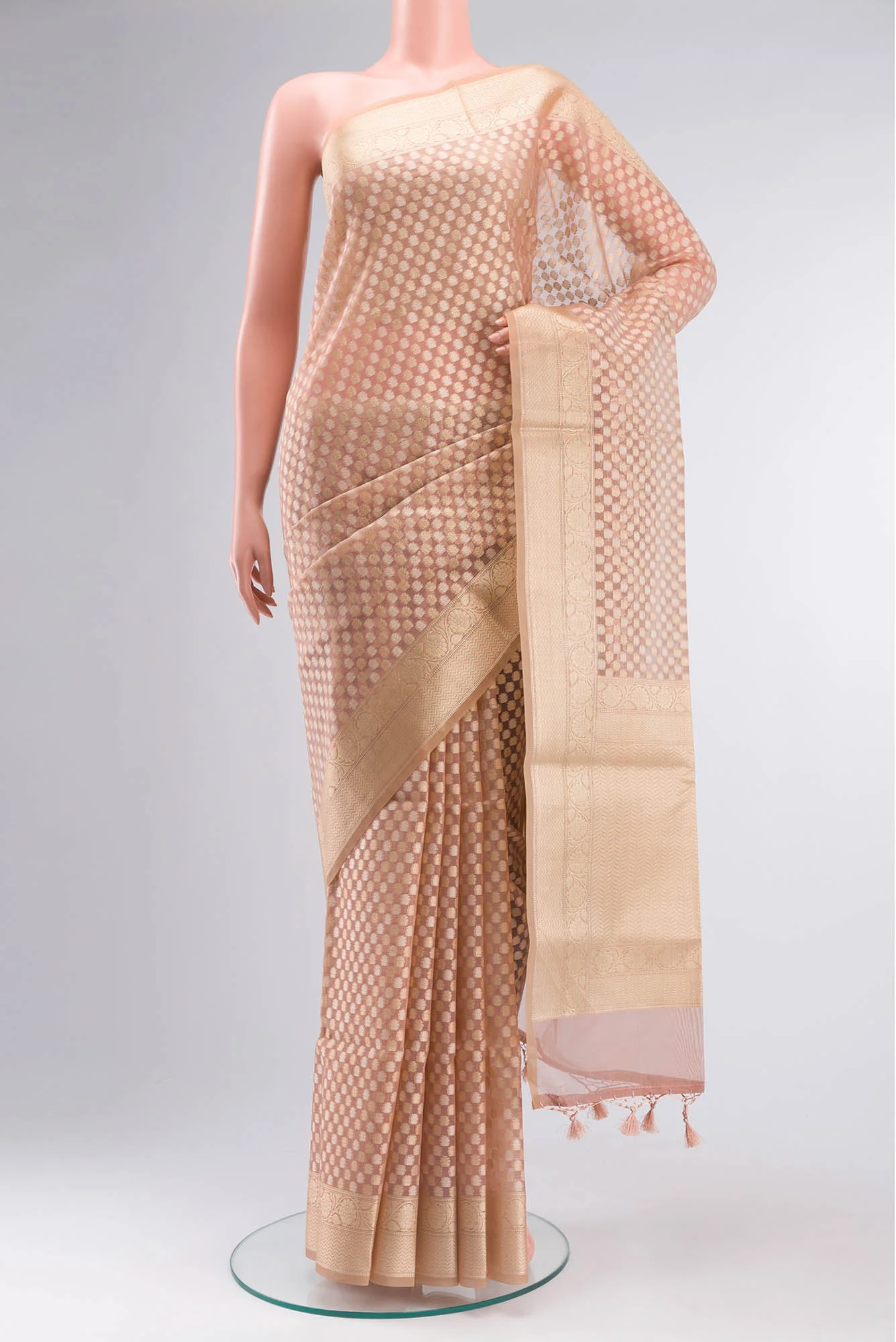 Rose Gold Blended Kora Cotton Saree