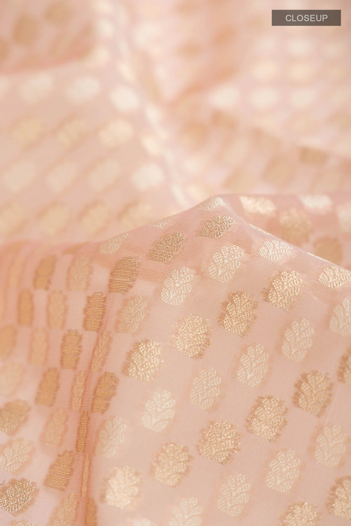 Rose Gold Blended Kora Cotton Saree - Image 2