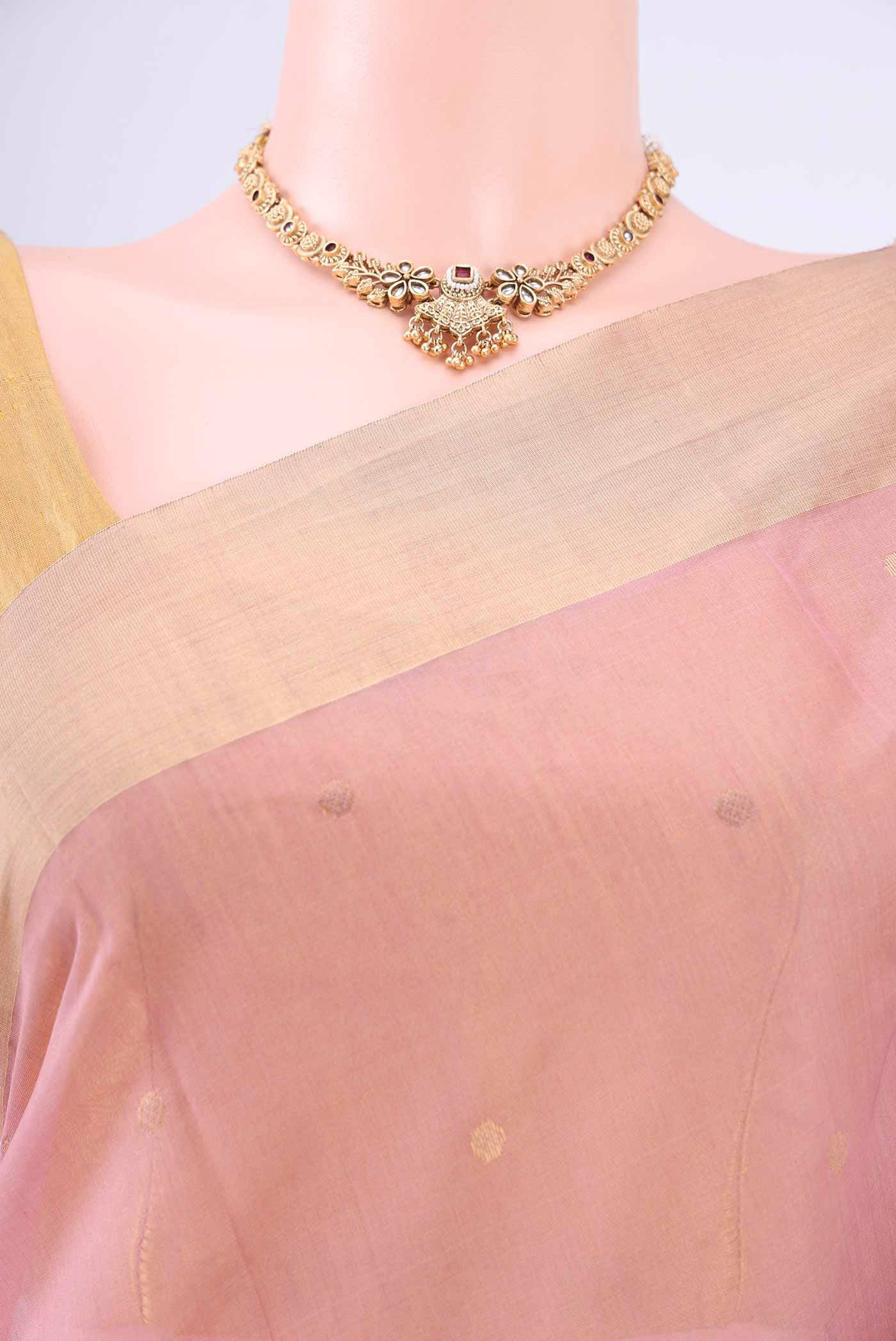 Rose Gold Chanderi Silk Saree - Image 2