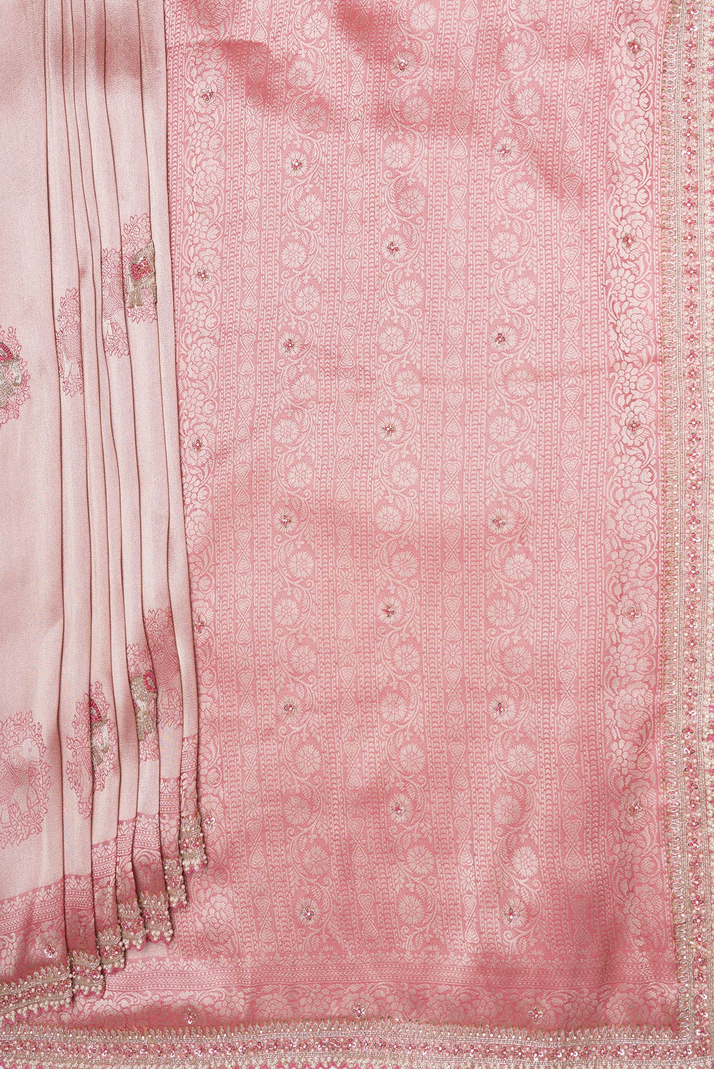 Rose pink Dual Tone Tissue Silk Saree - Image 4