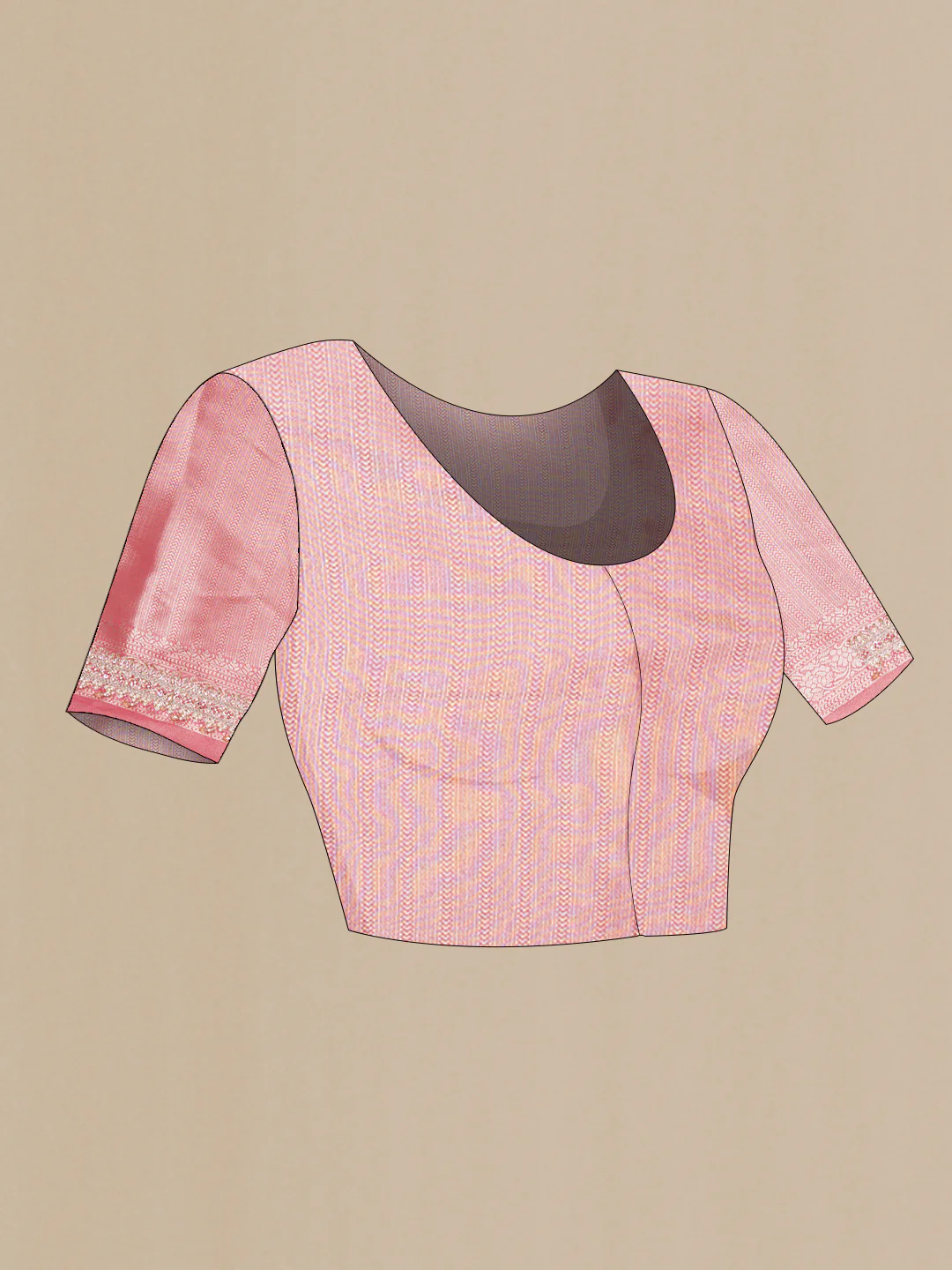 Rose pink Dual Tone Tissue Silk Saree - Image 5