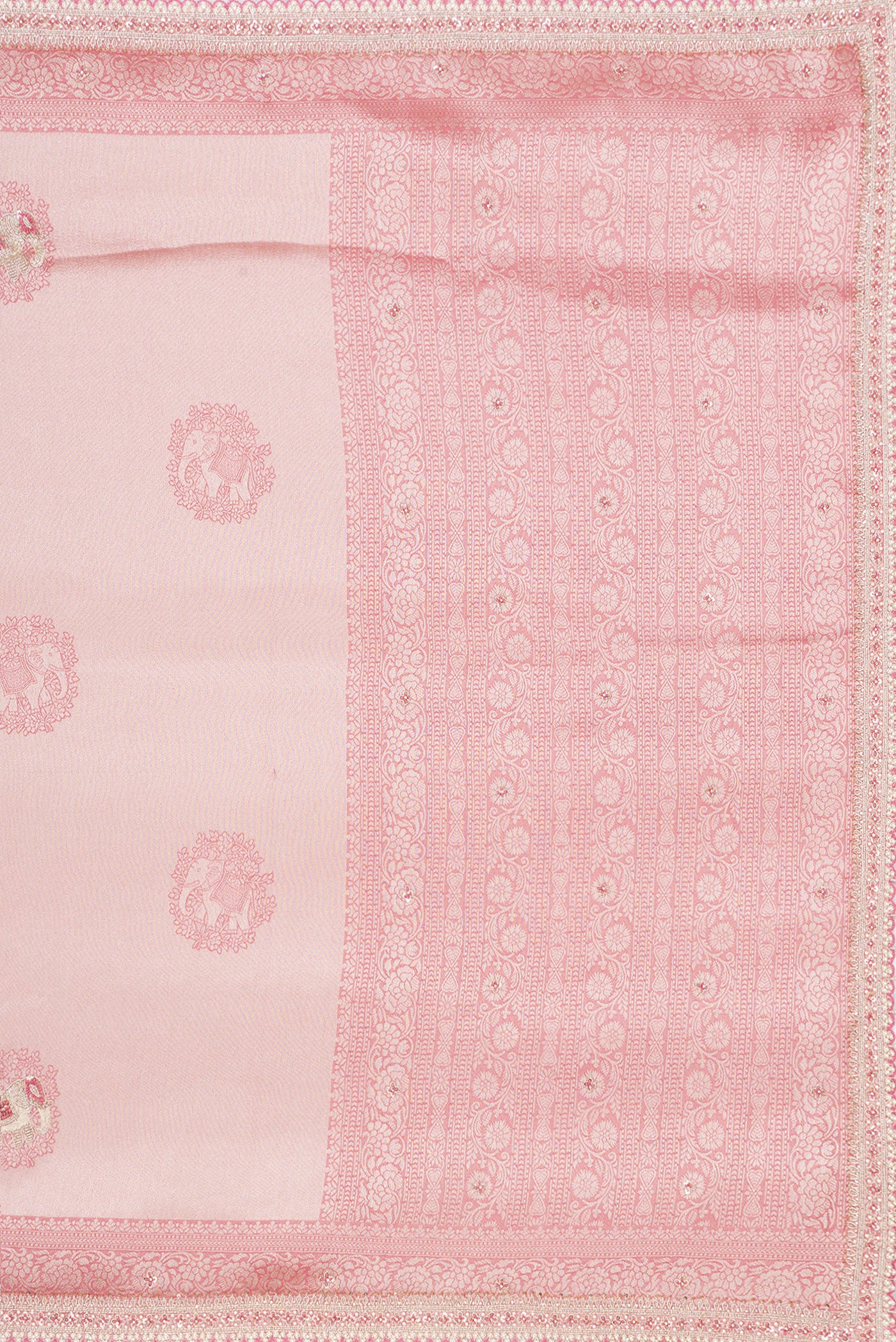Rose pink Dual Tone Tissue Silk Saree - Image 7