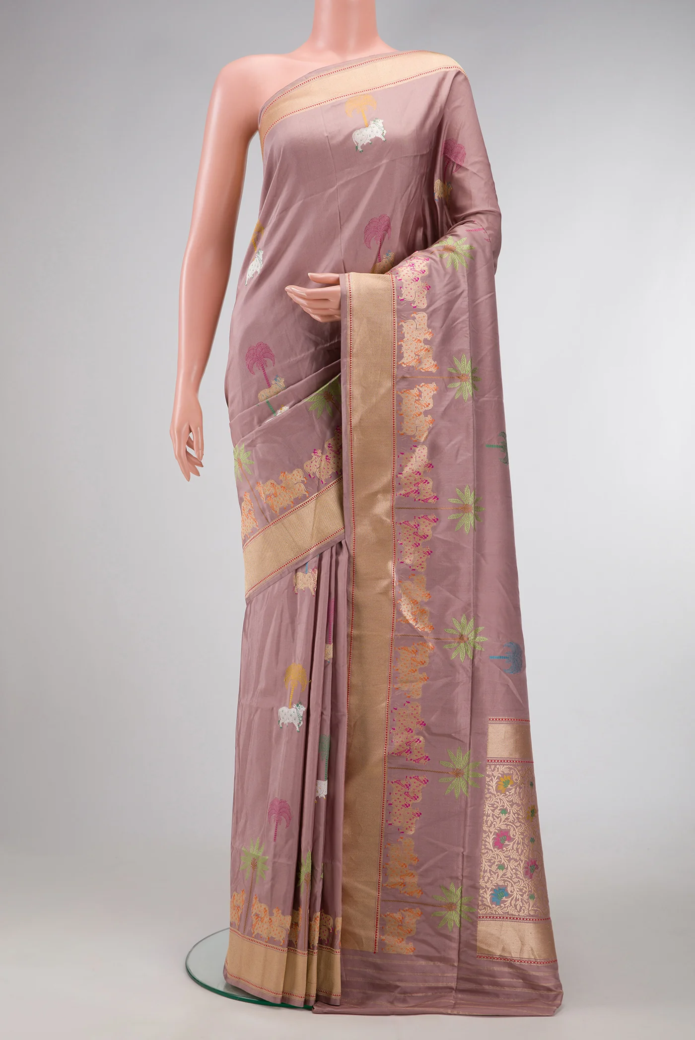 Rose Gold Banarasi Silk Saree