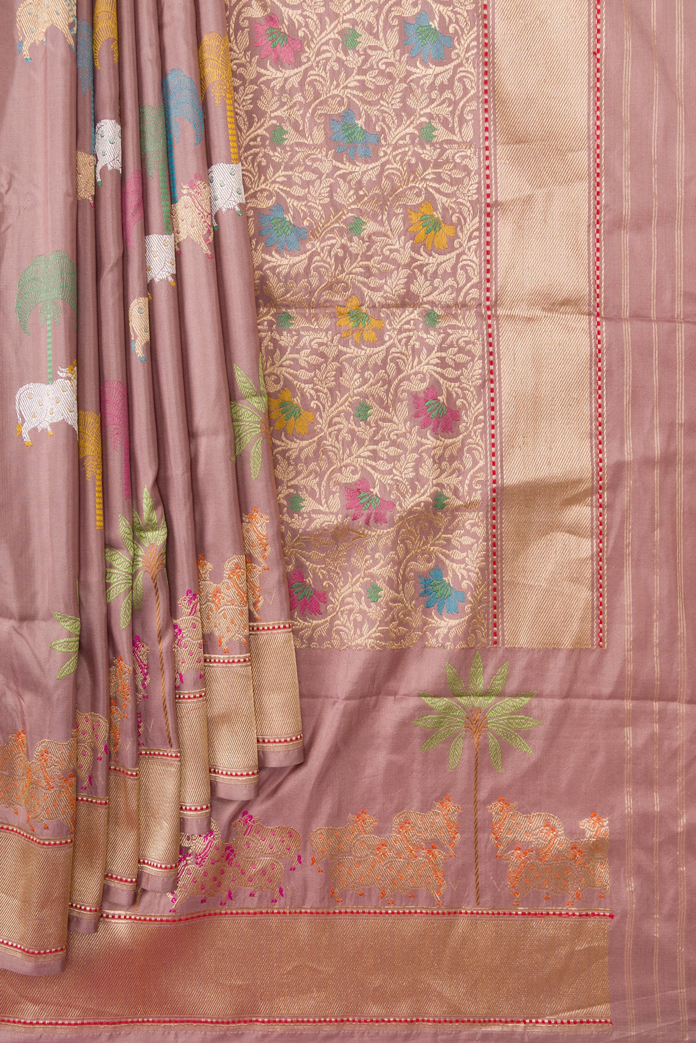 Rose Gold Banarasi Silk Saree - Image 4