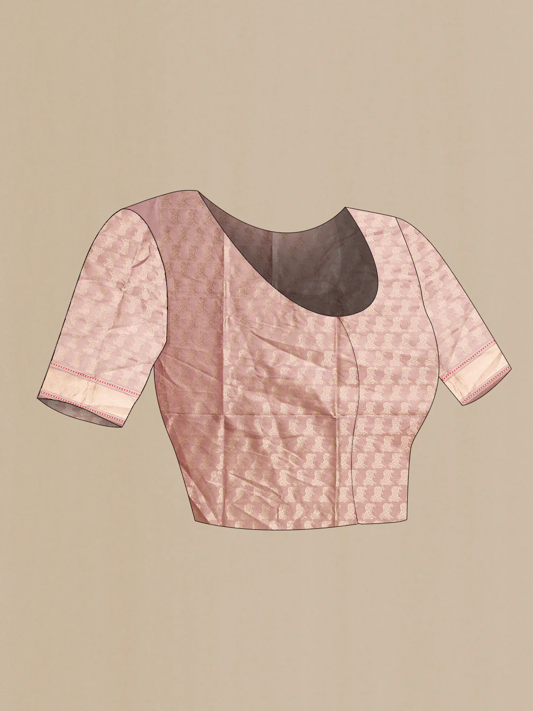 Rose Gold Banarasi Silk Saree - Image 5
