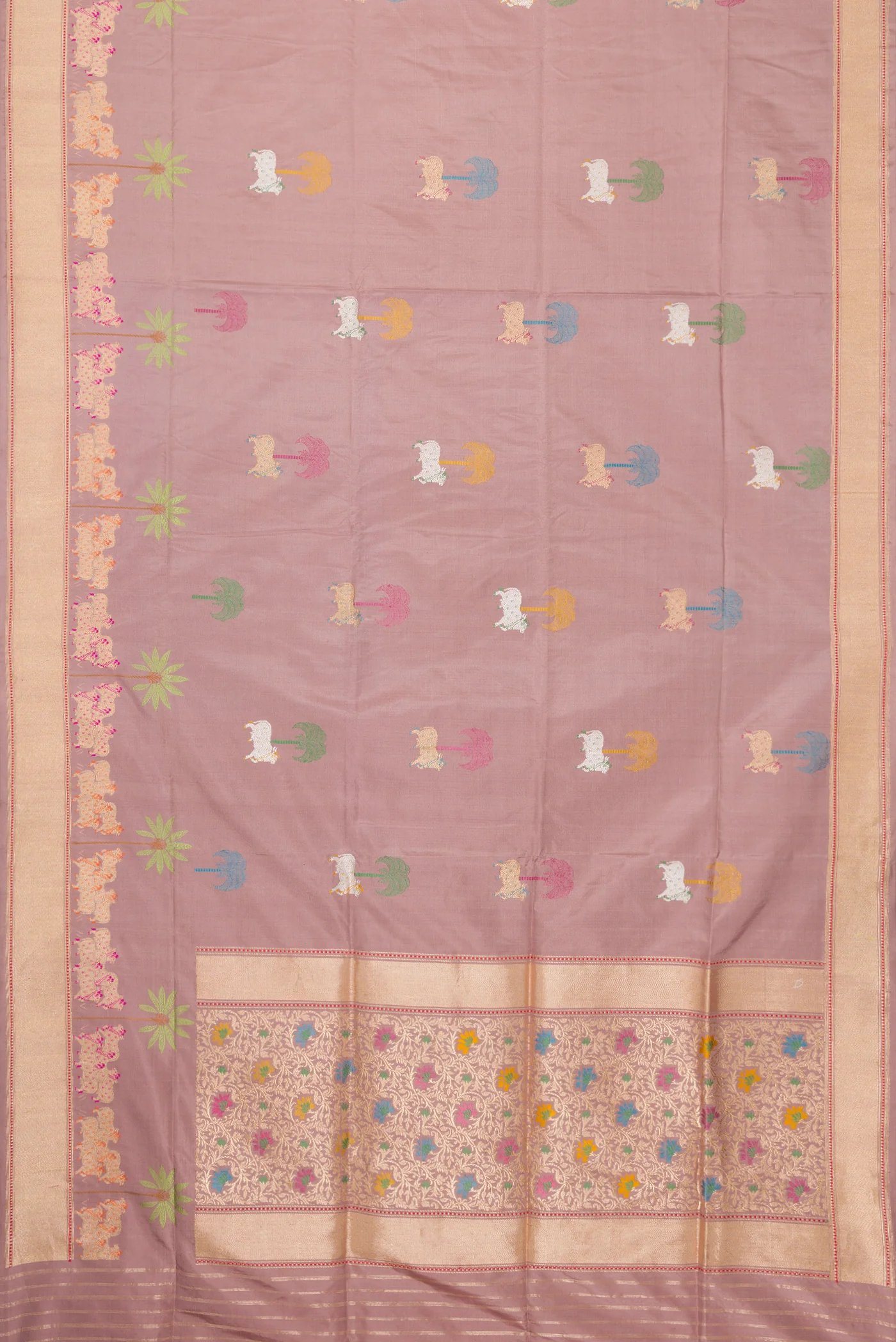 Rose Gold Banarasi Silk Saree - Image 6