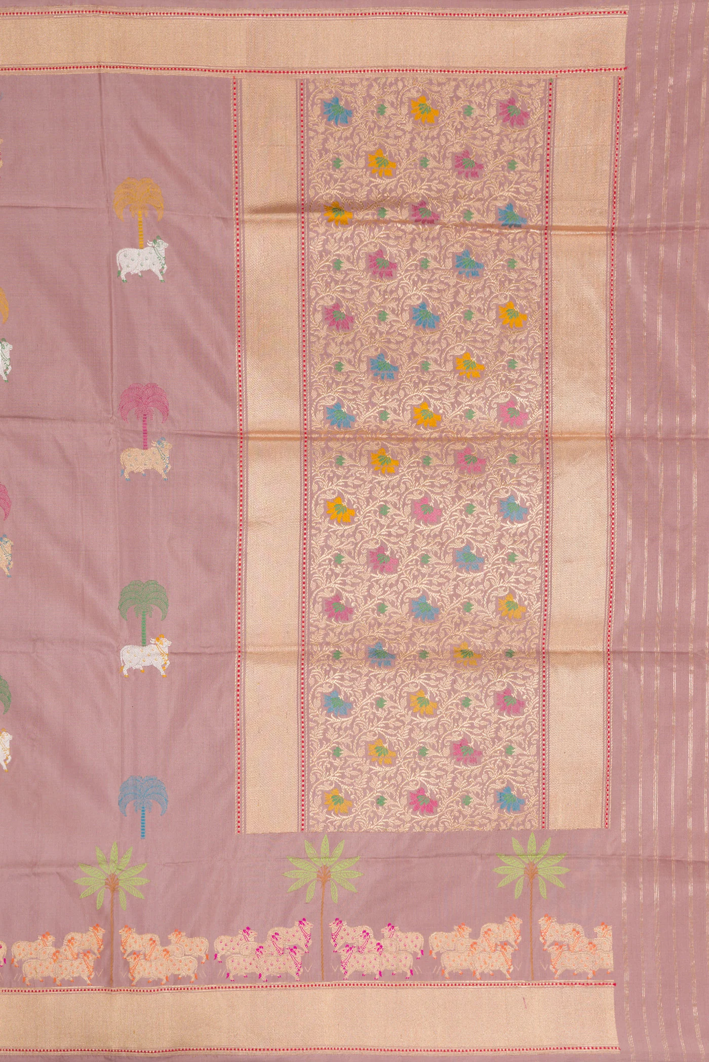 Rose Gold Banarasi Silk Saree - Image 7