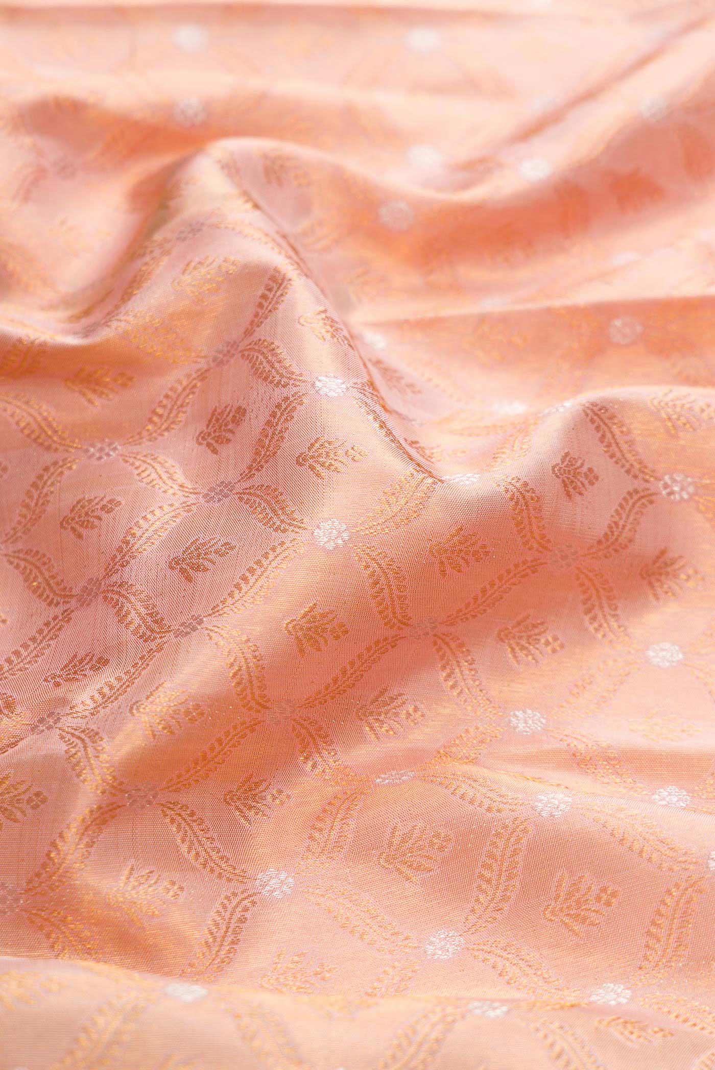Rose Gold Dual Tone Kanchipuram Silk Saree - Image 2