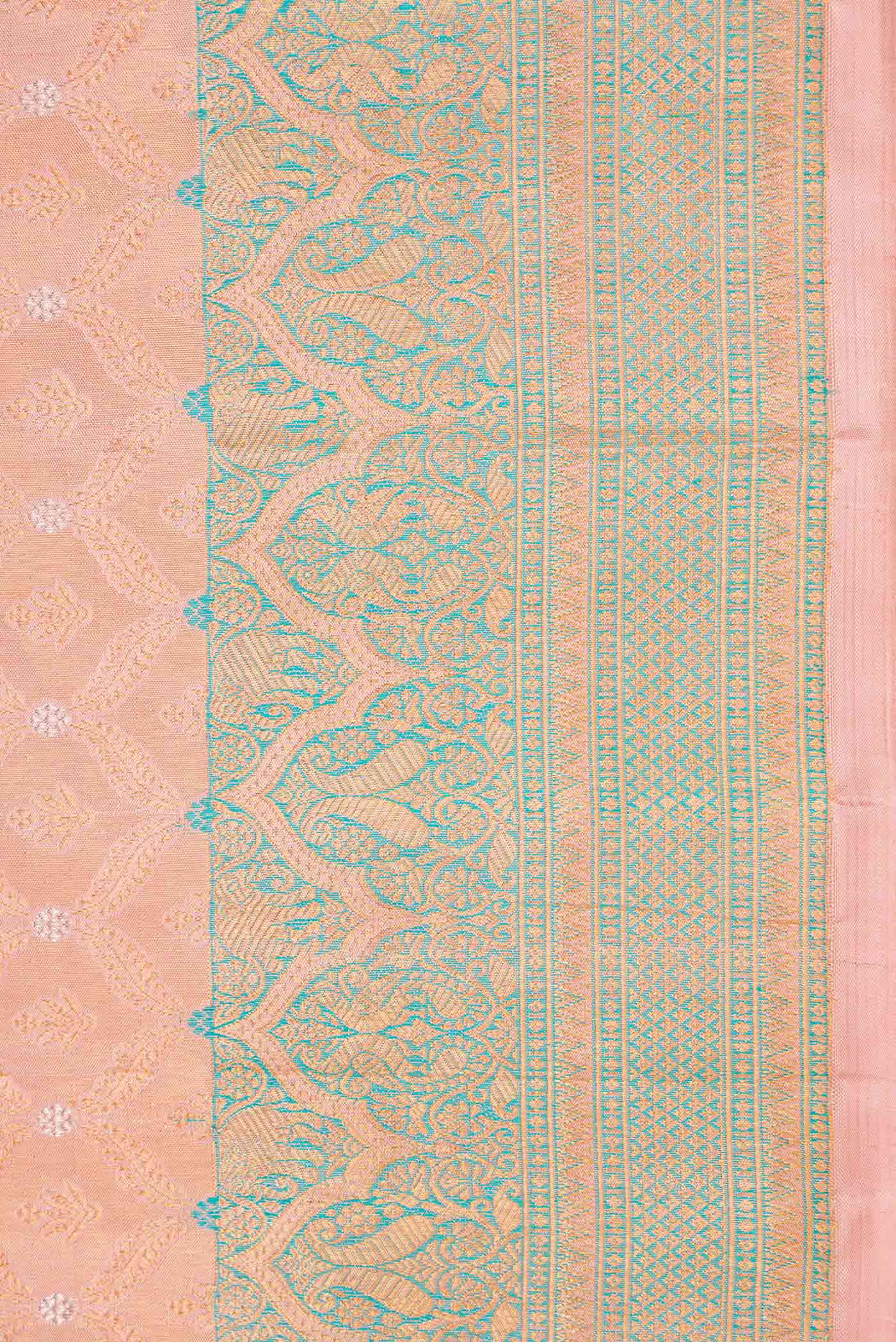 Rose Gold Dual Tone Kanchipuram Silk Saree - Image 3