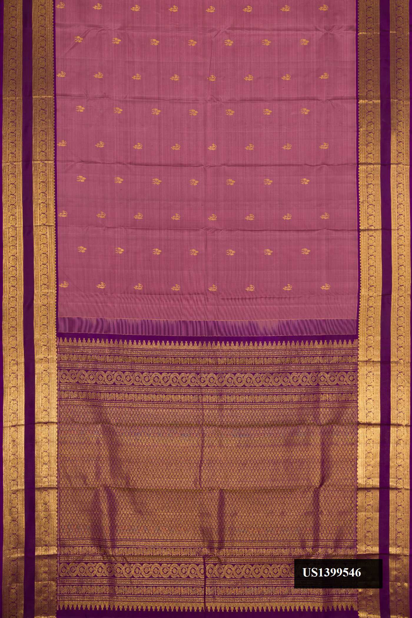 Rose Gold Dual Tone Kanchipuram Silk Saree
