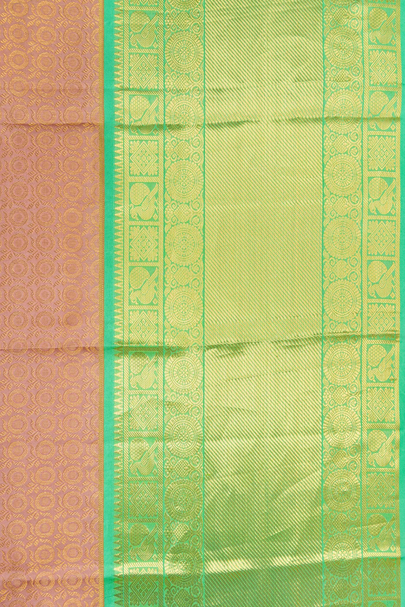 Rose Gold Dual Tone Kanchipuram Silk Saree - Image 3