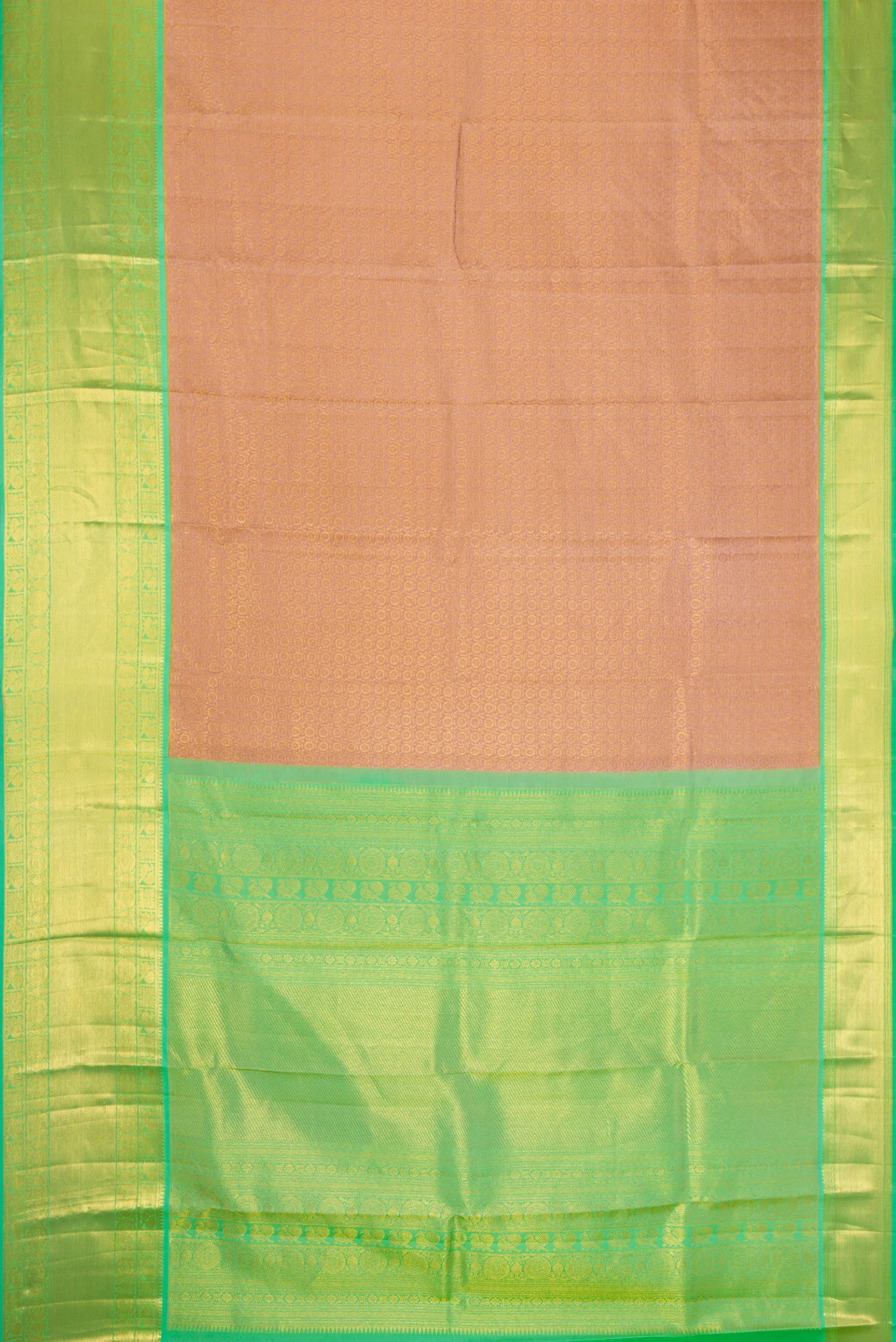 Rose Gold Dual Tone Kanchipuram Silk Saree - Image 6