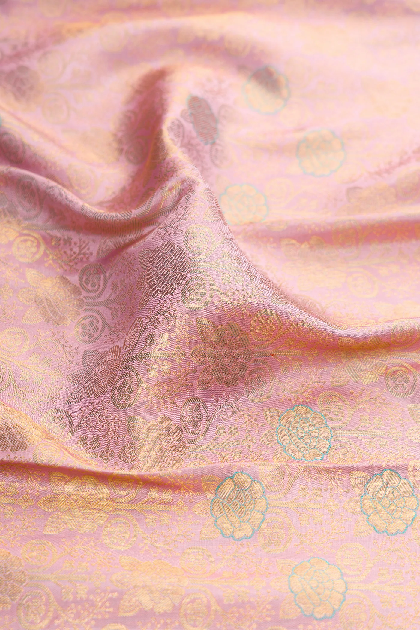 Rose pink Dual Tone Kanchipuram Silk Saree - Image 2