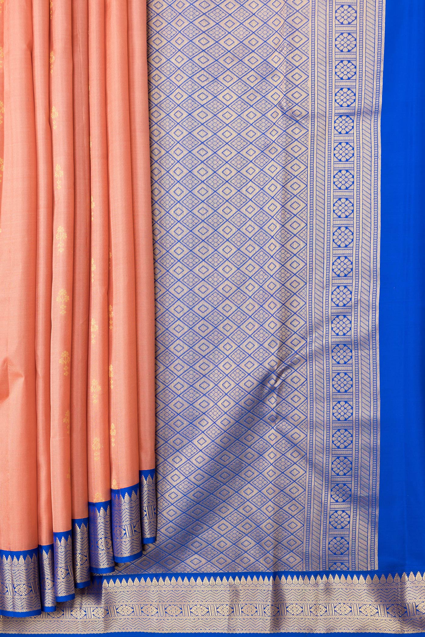 Coral Kanchipuram Silk Saree - Image 4