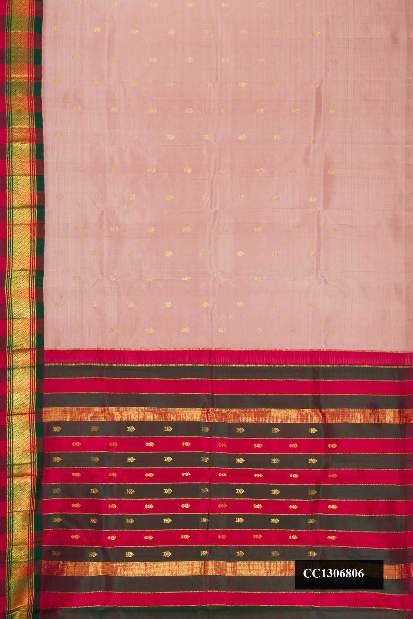 Rose Gold Dual Tone Kanchipuram Silk Saree