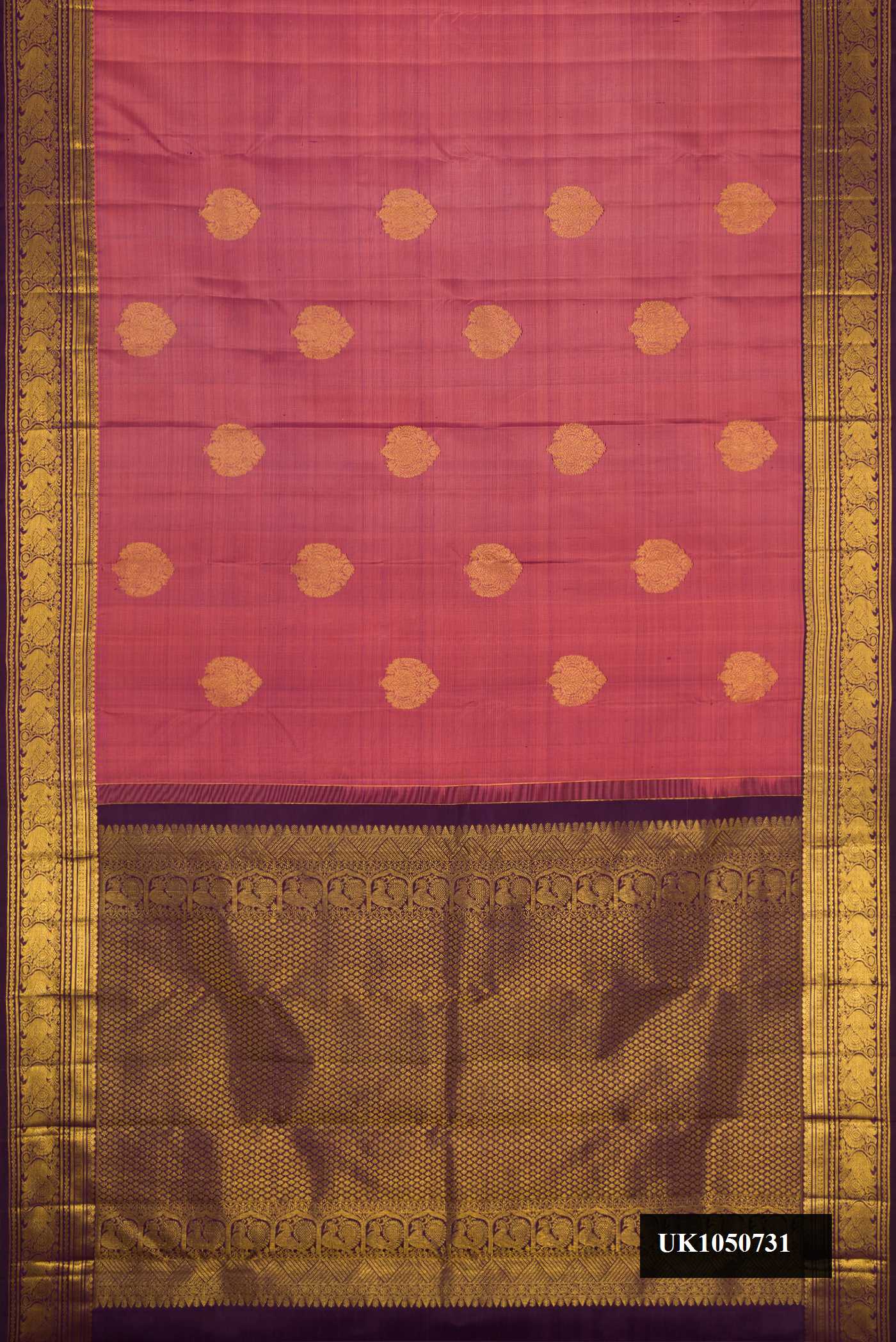 Rose Gold Dual Tone Kanchipuram Silk Saree