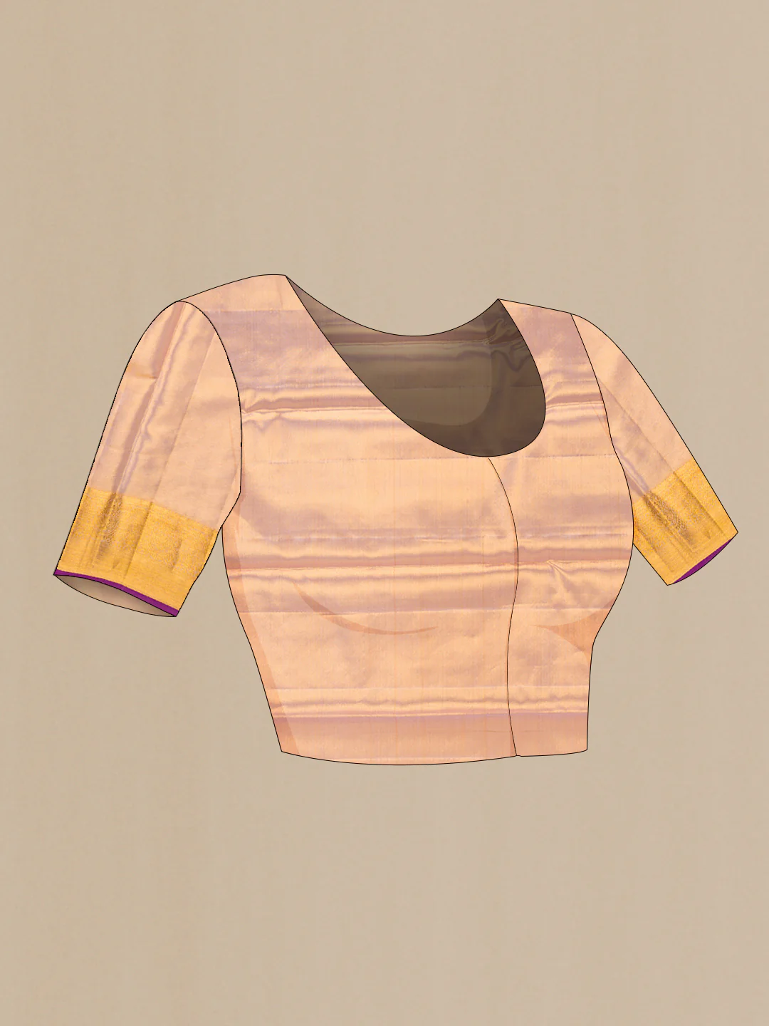 Rose Gold Dual Tone Kanchipuram Tissue Silk Saree - Image 5