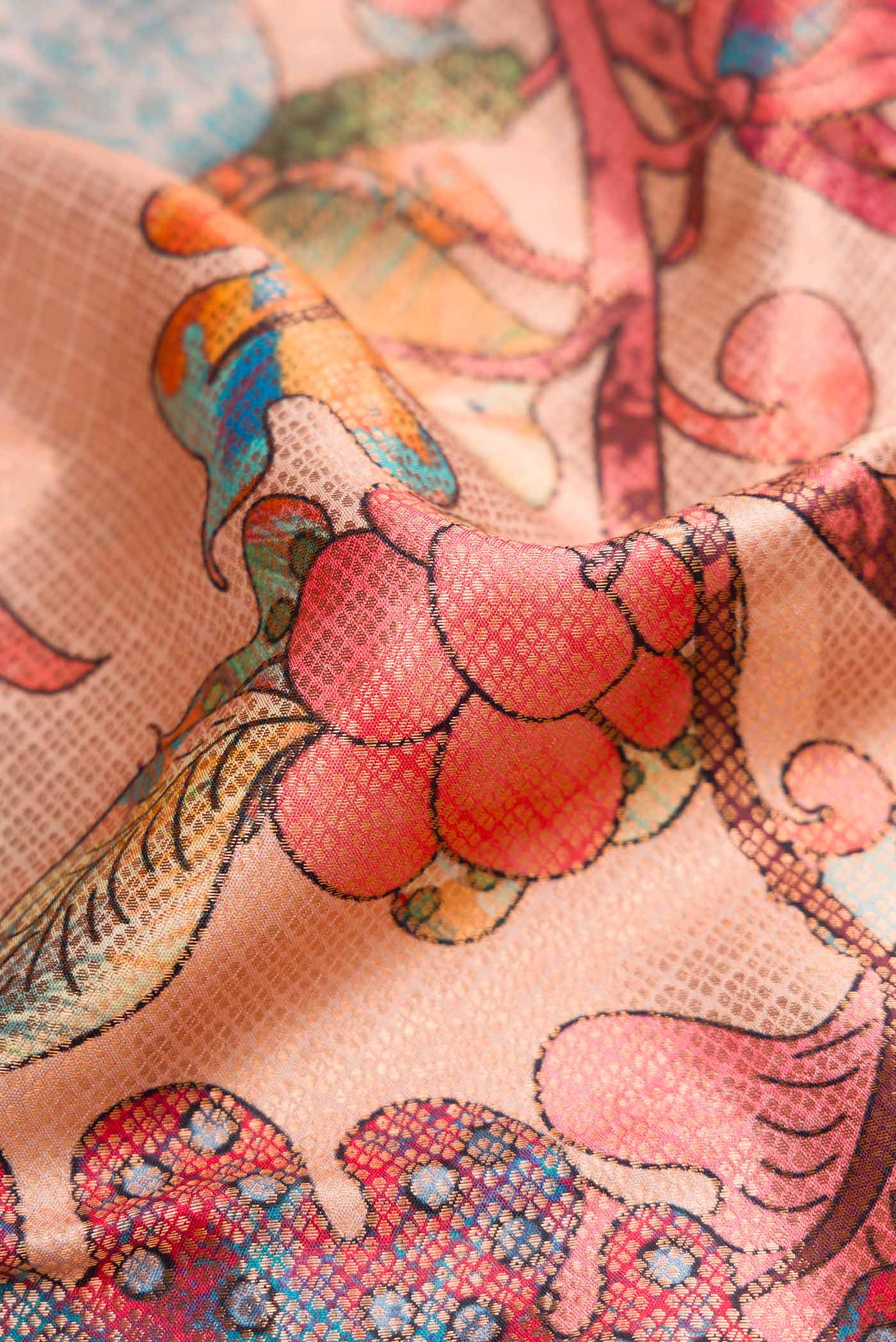 Rose Gold Dual Tone Kanjivaram Silk Saree - Image 3
