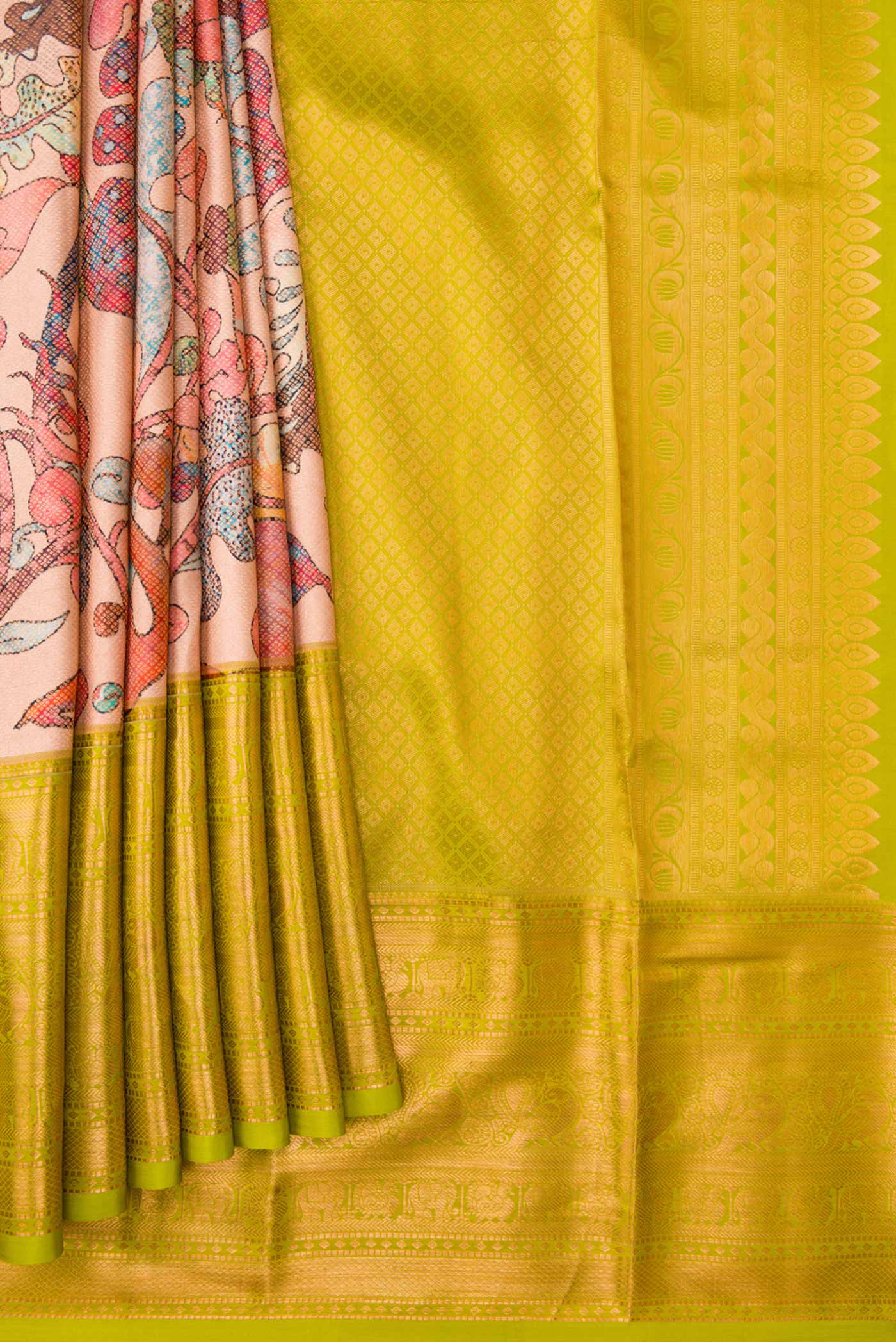 Rose Gold Dual Tone Kanjivaram Silk Saree - Image 5