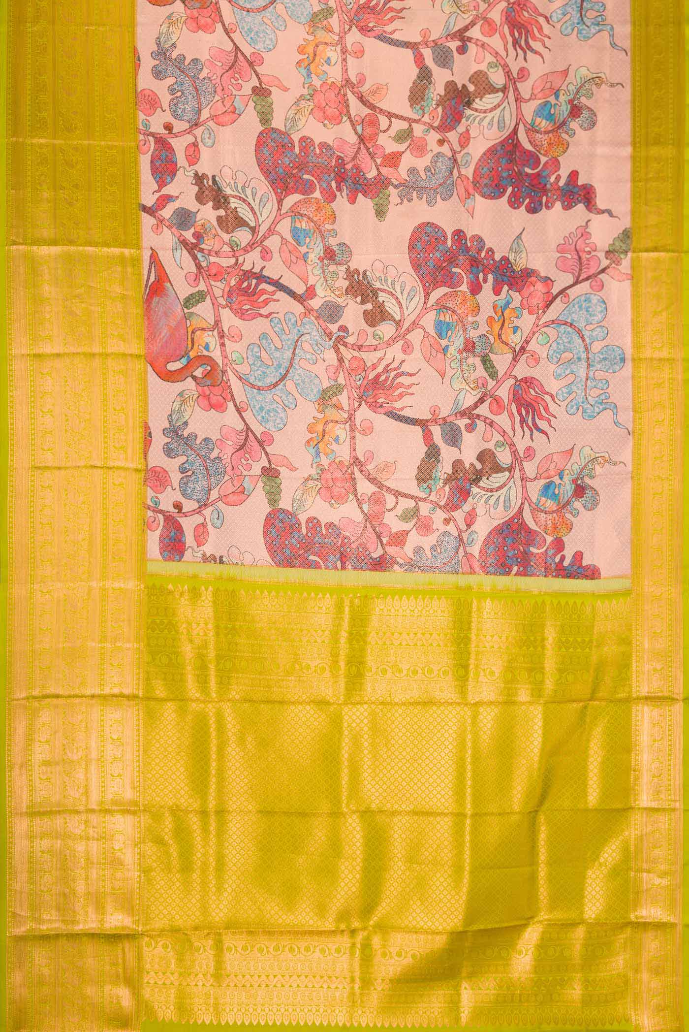 Rose Gold Dual Tone Kanjivaram Silk Saree - Image 7