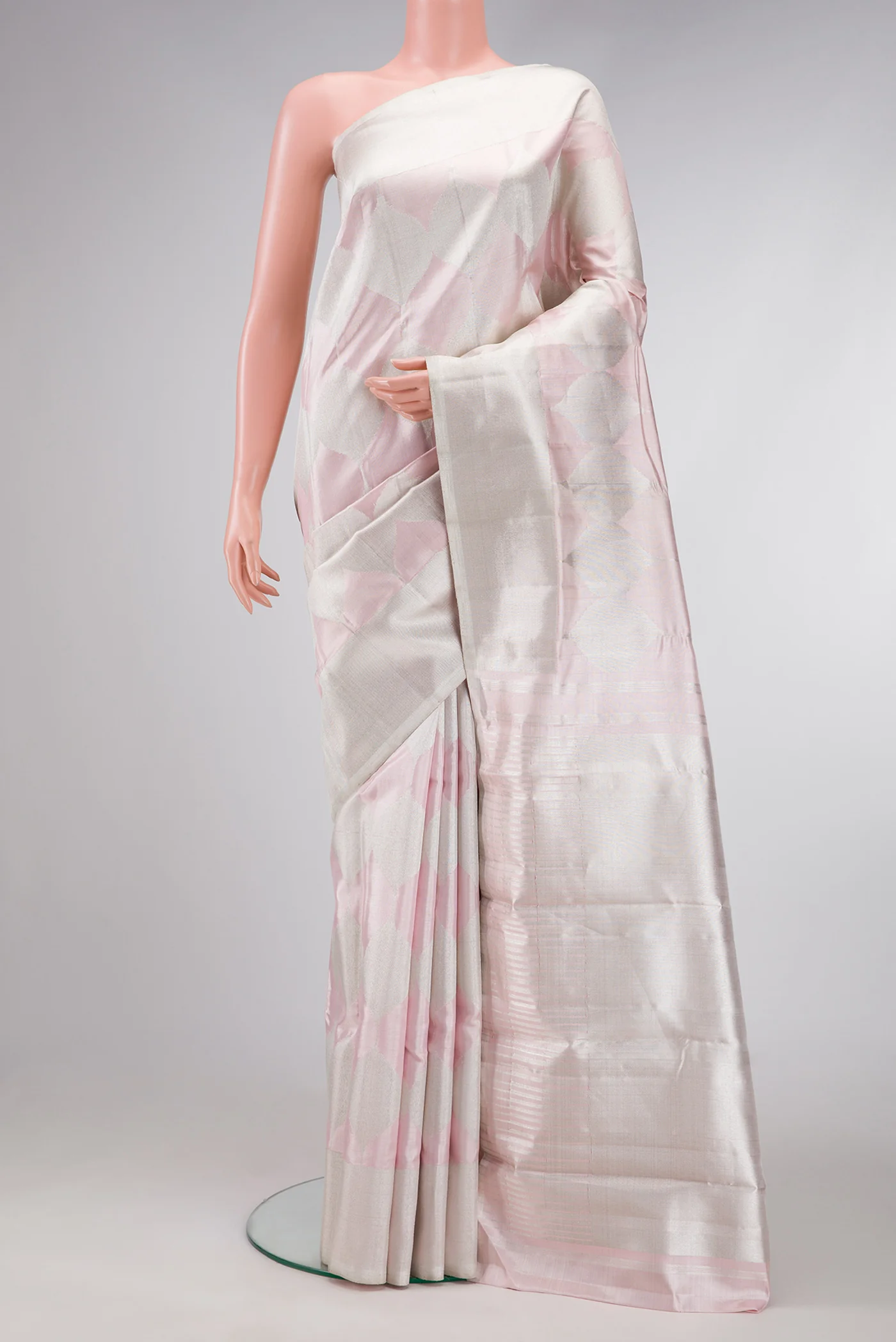 Rose Gold Dual Tone Kanjivaram Tissue Silk Saree