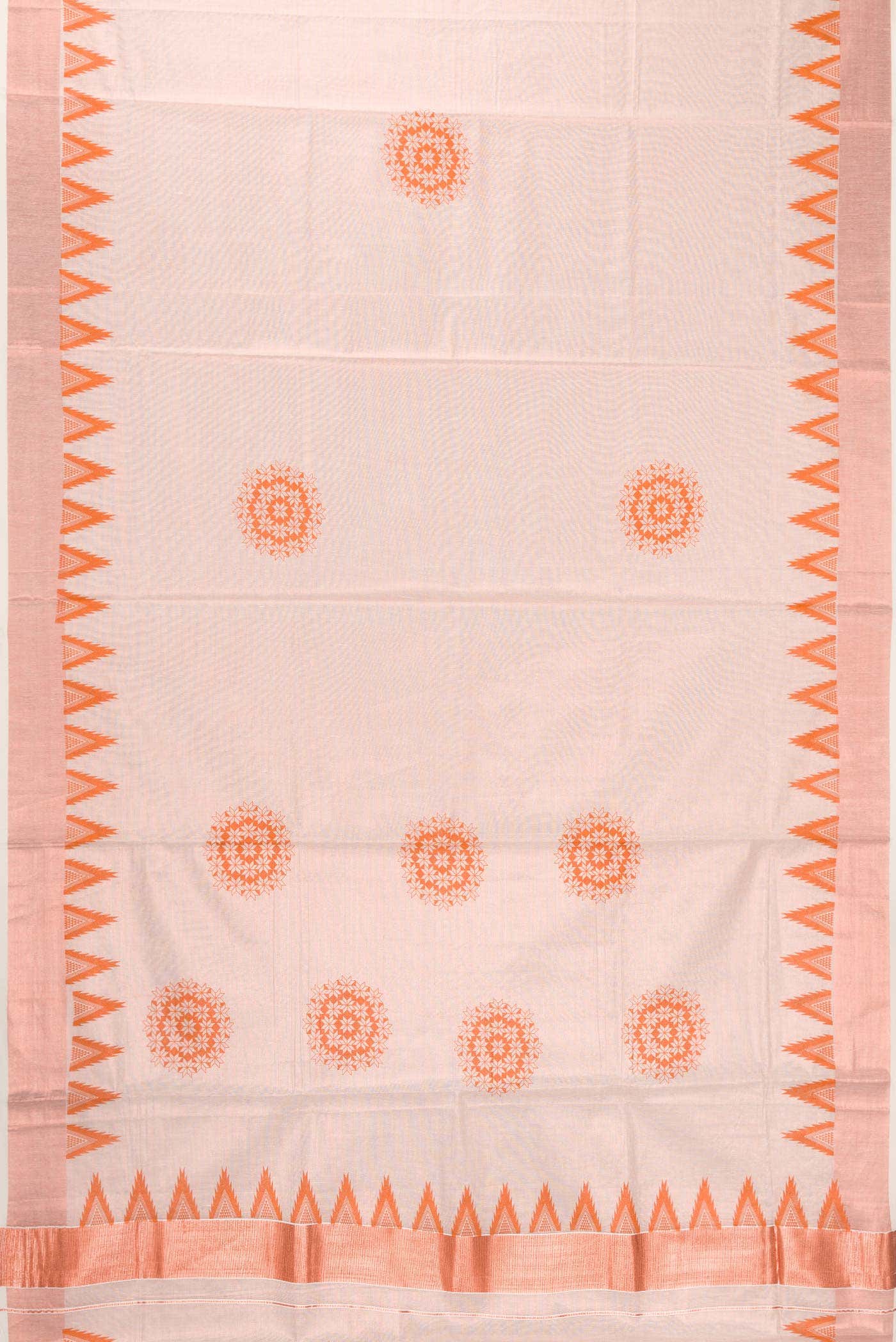 Rose Gold Dual Tone Kerala Cotton Saree - Image 2