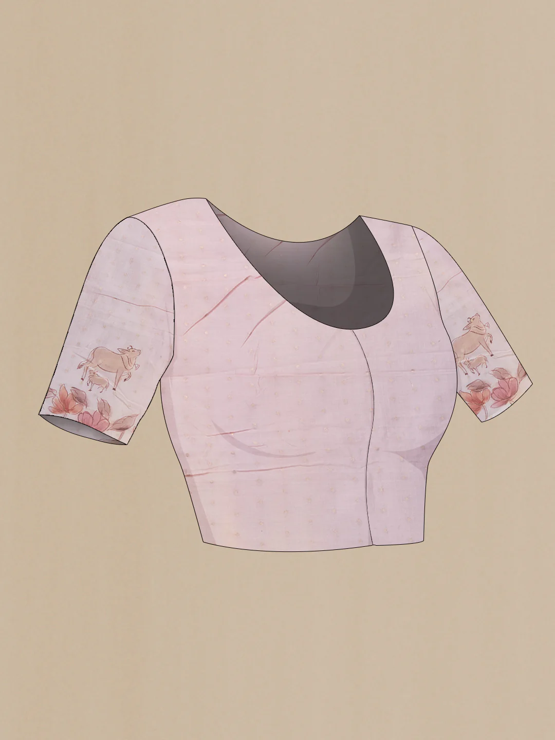 Rose Gold Kota Silk Saree - Image 4