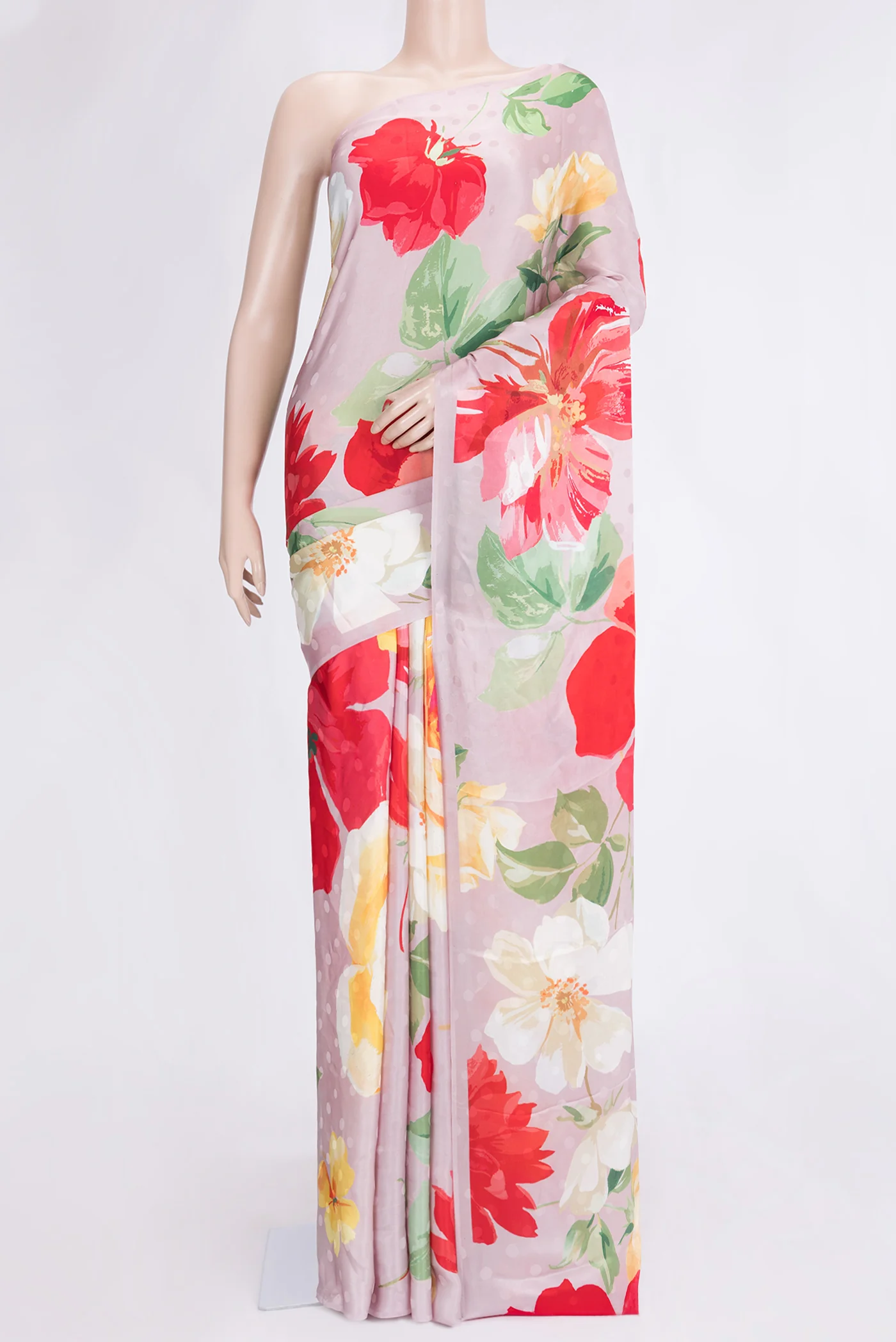 Rose Gold Dual Tone Mysore Crepe Saree