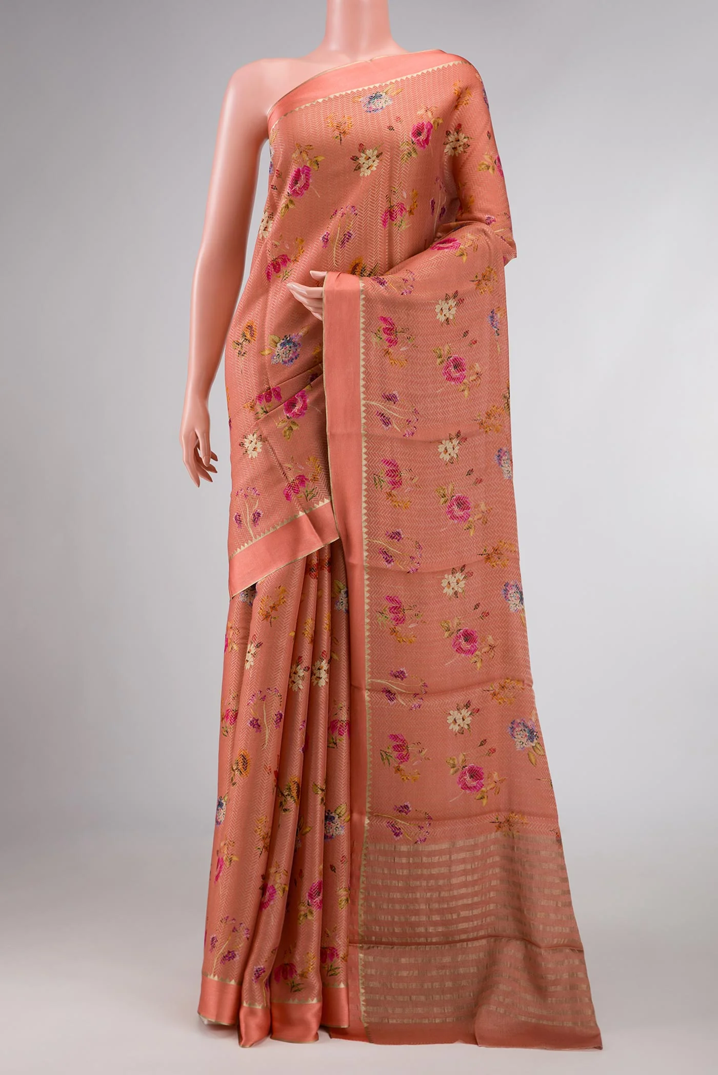 Rose Gold Dual Tone Mysore Georgette Saree