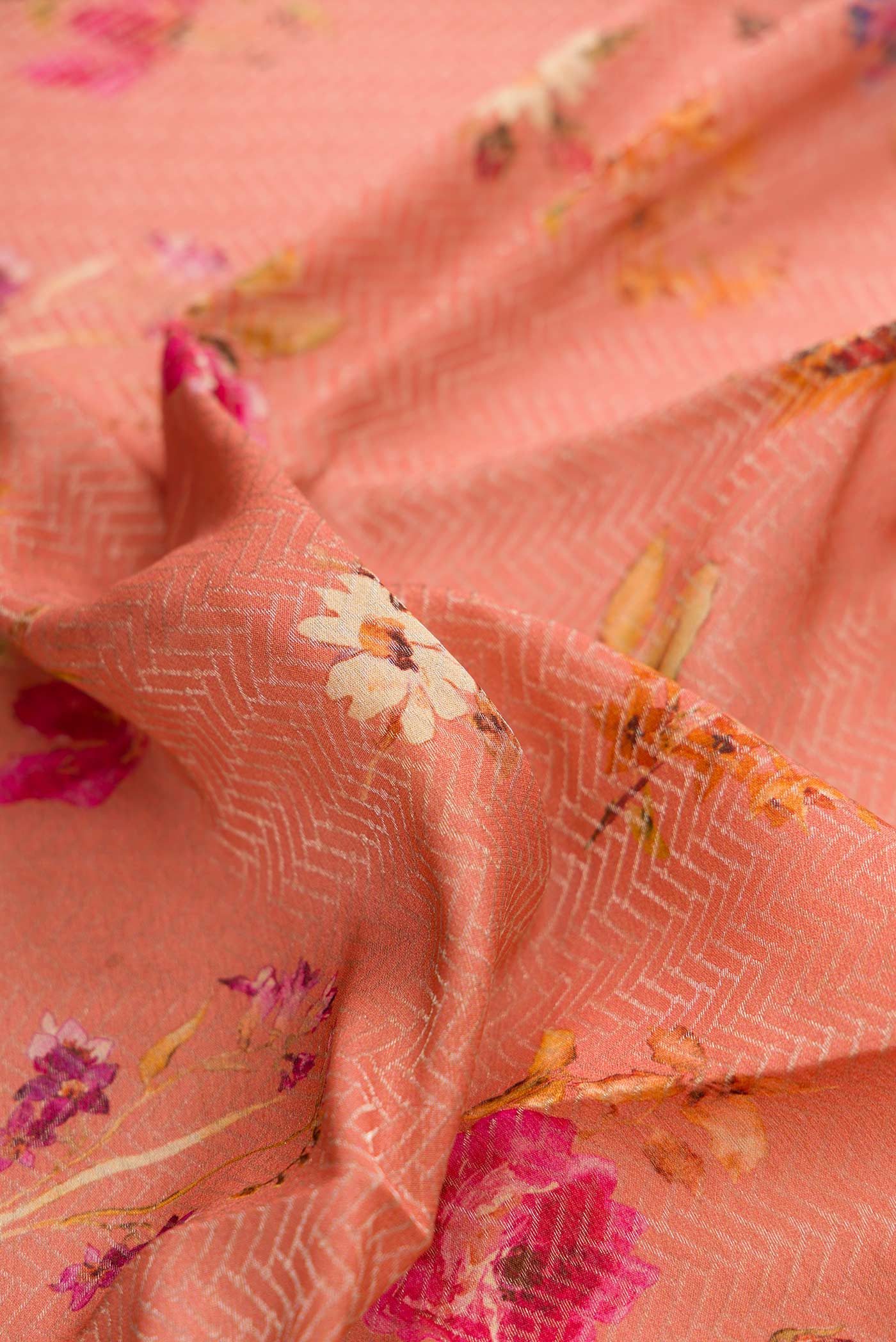 Rose Gold Dual Tone Mysore Georgette Saree - Image 2