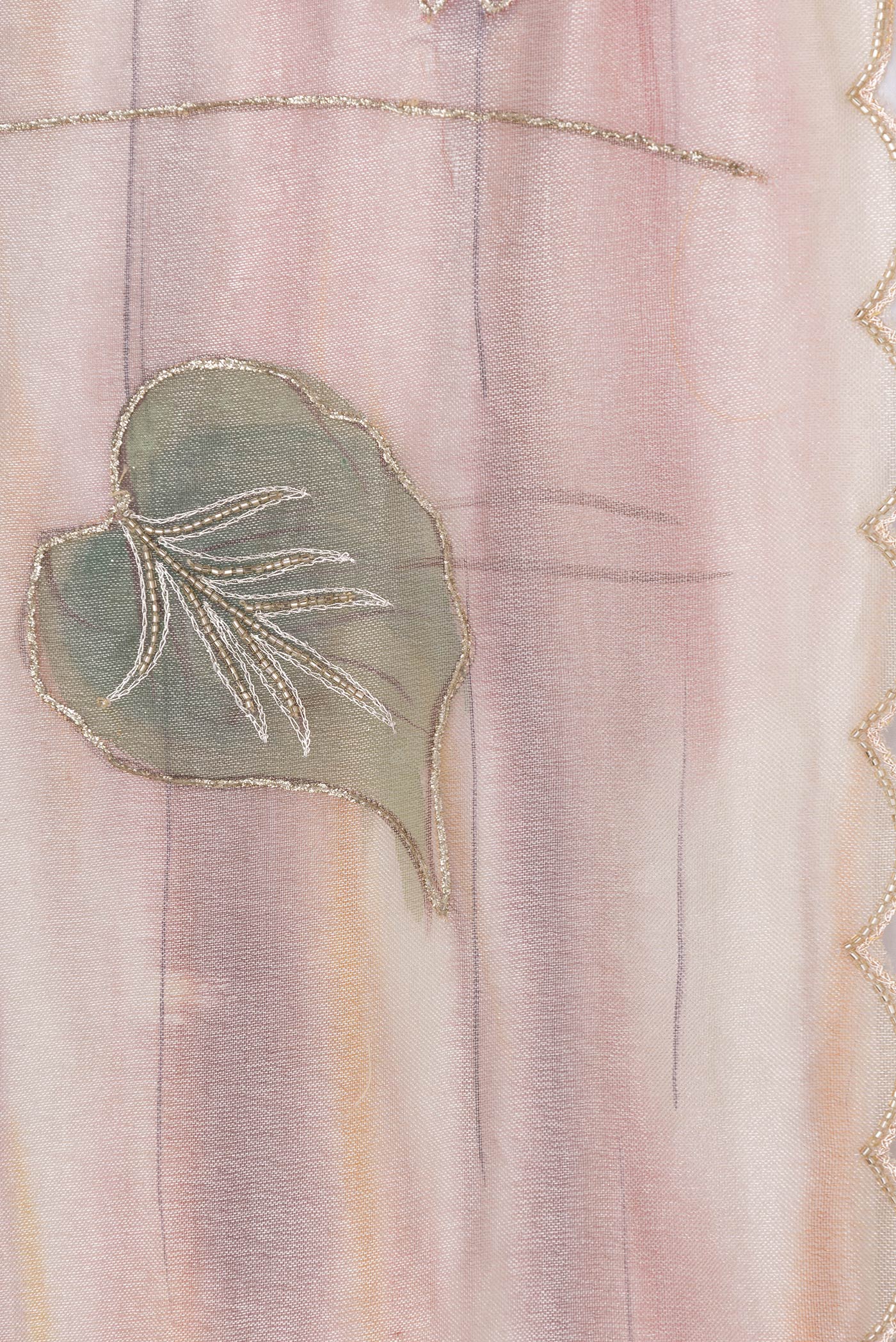 Peach Dual Tone Organza Silk Saree - Image 3