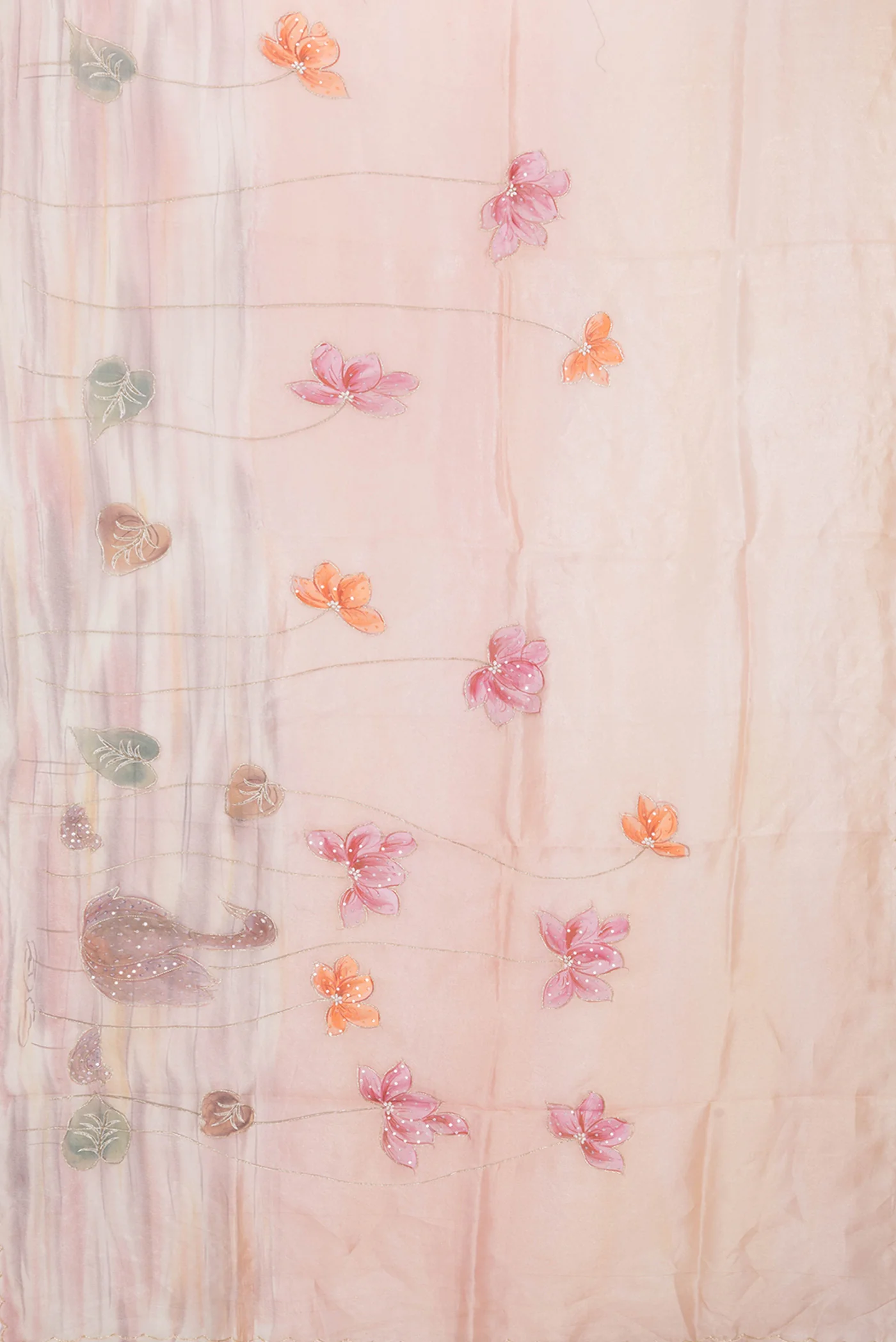Peach Dual Tone Organza Silk Saree - Image 6