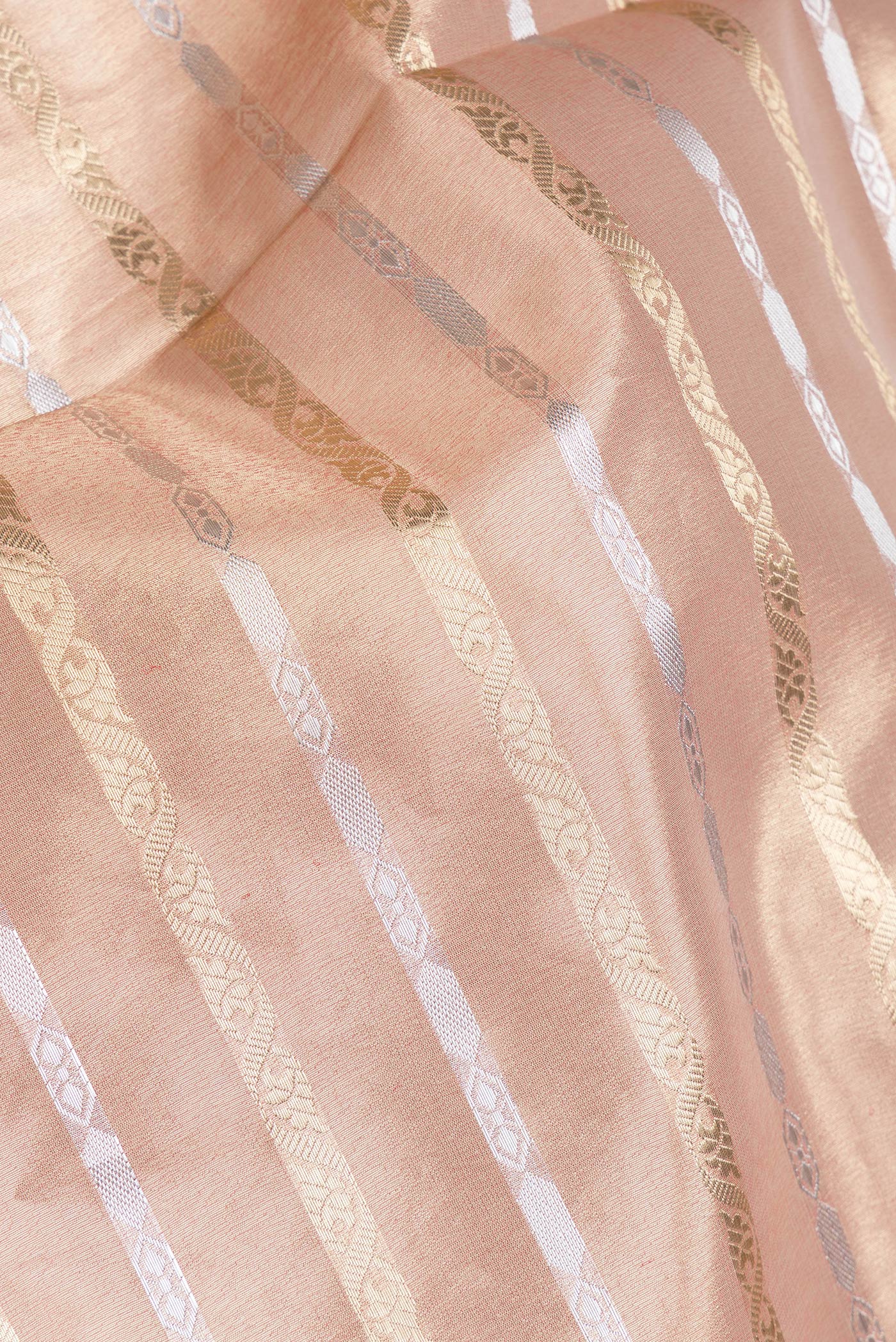 Rose Gold Dual Tone Organza Silk Saree - Image 2