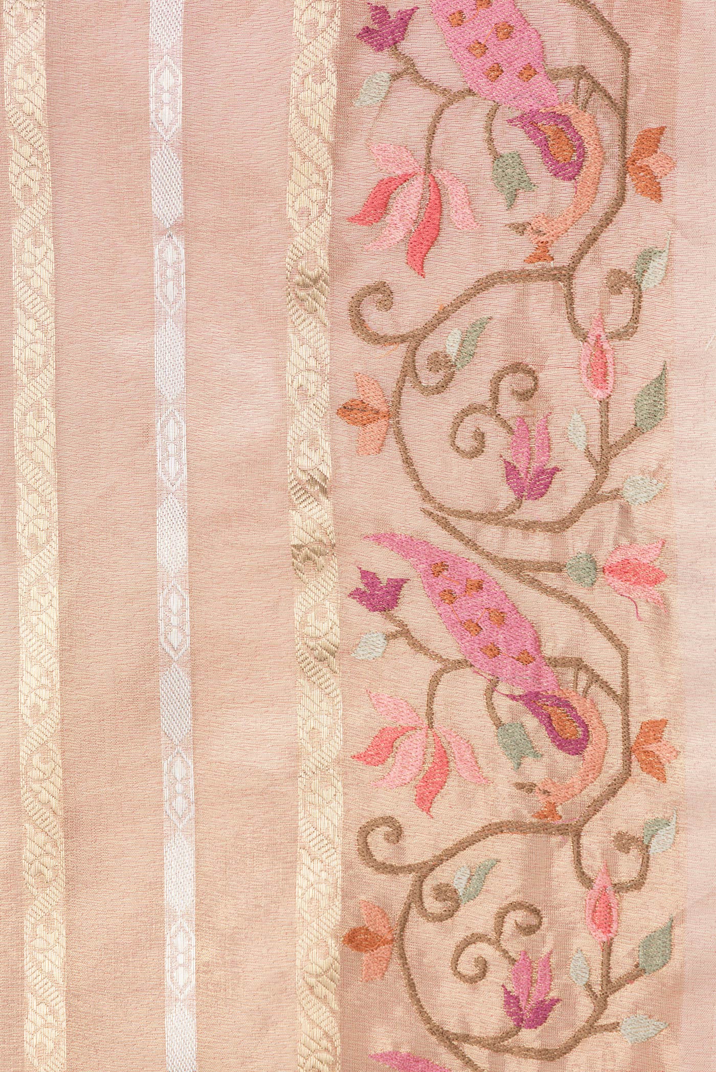 Rose Gold Dual Tone Organza Silk Saree - Image 3