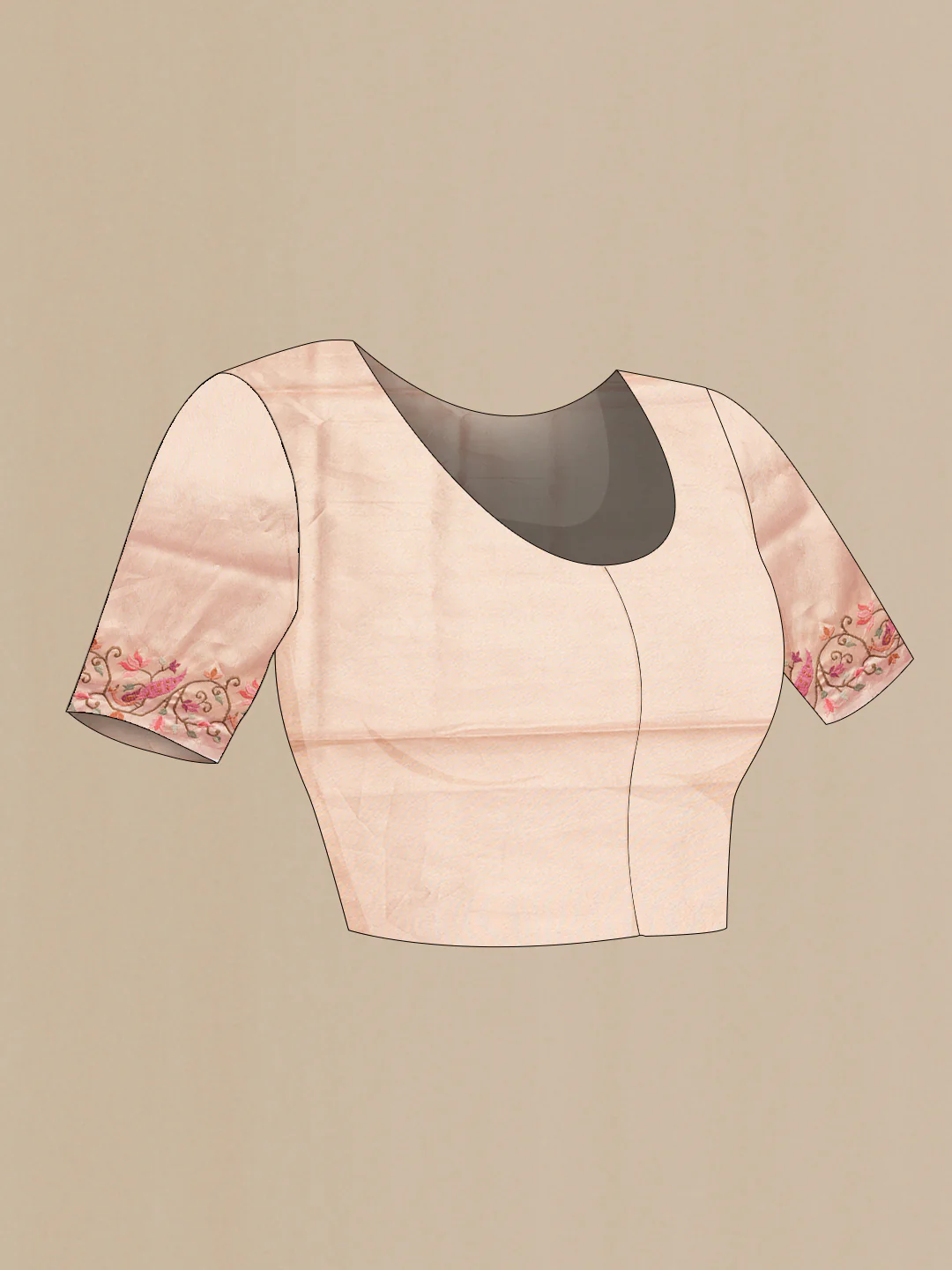 Rose Gold Dual Tone Organza Silk Saree - Image 4