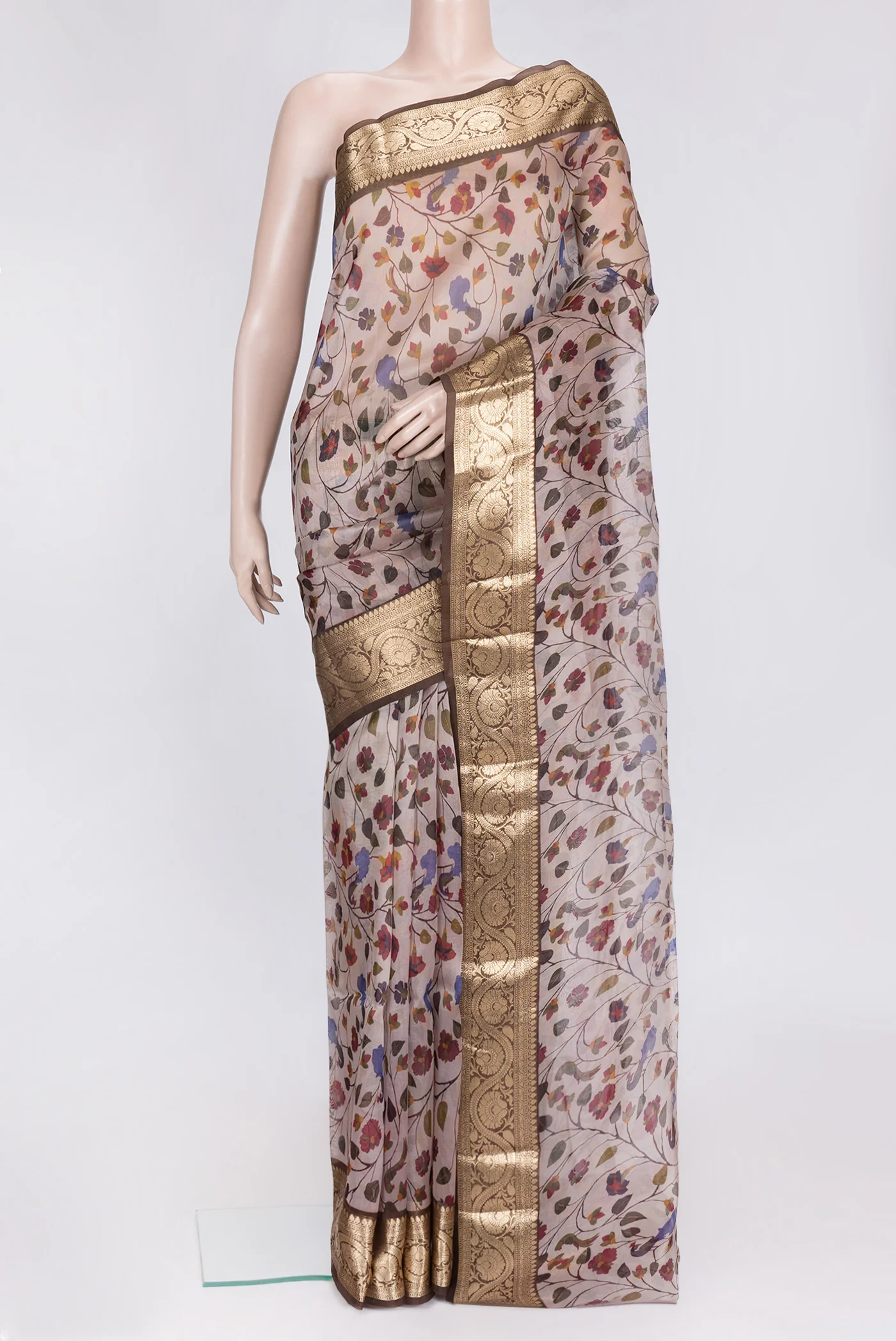Rose Gold Organza Silk Saree