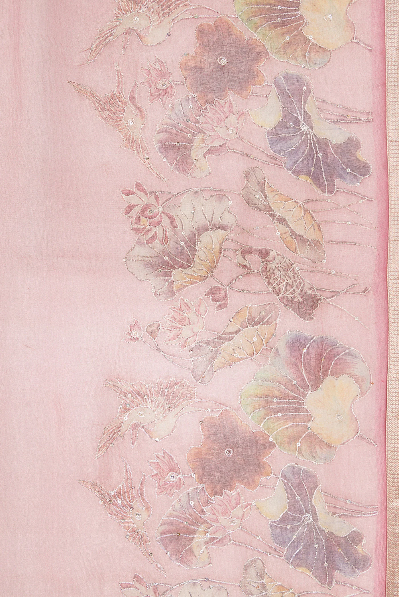 Rose Gold Organza Silk Saree - Image 3