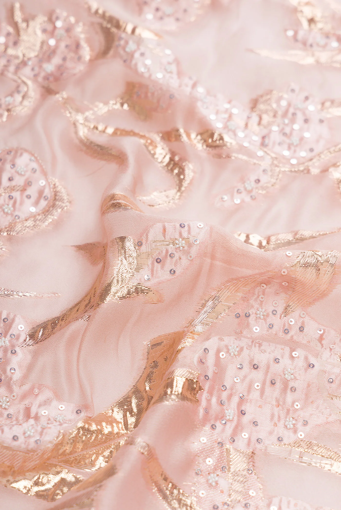 Rose Gold Organza Silk Saree - Image 2