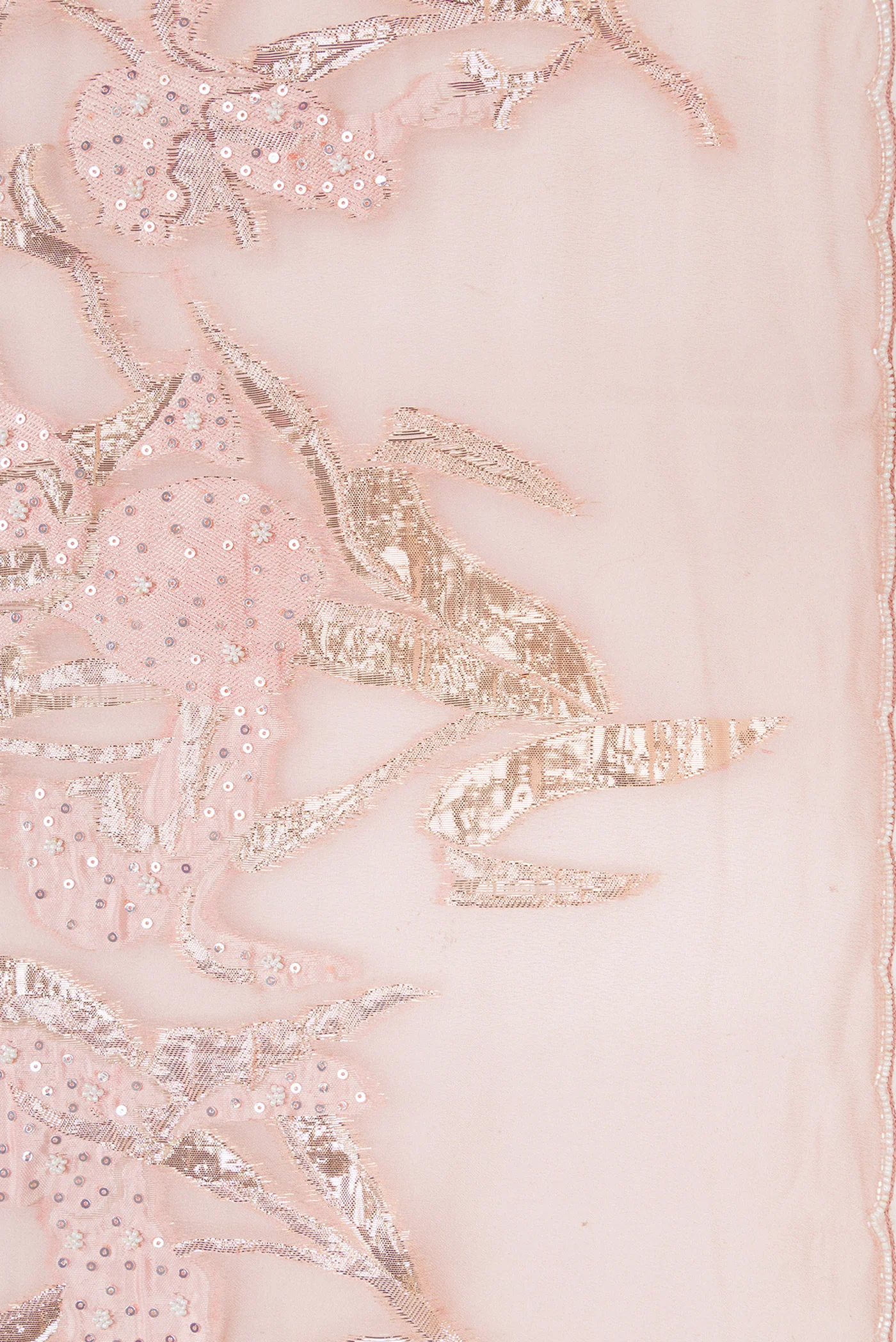 Rose Gold Organza Silk Saree - Image 3