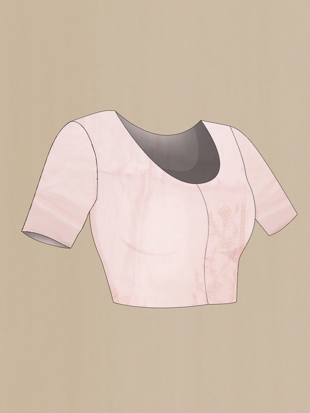 Rose Gold Organza Silk Saree - Image 5