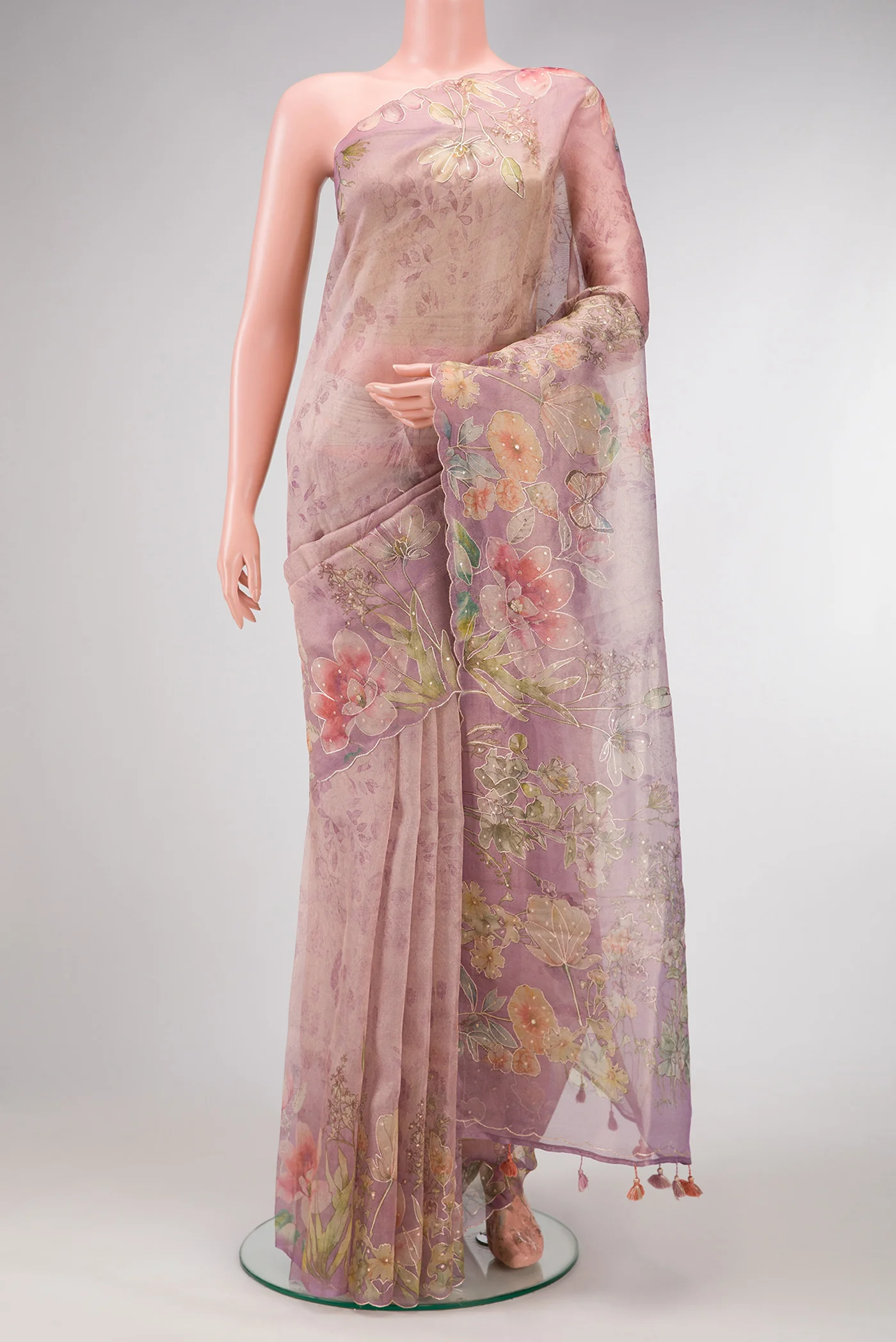 Lavender Organza Silk Saree
