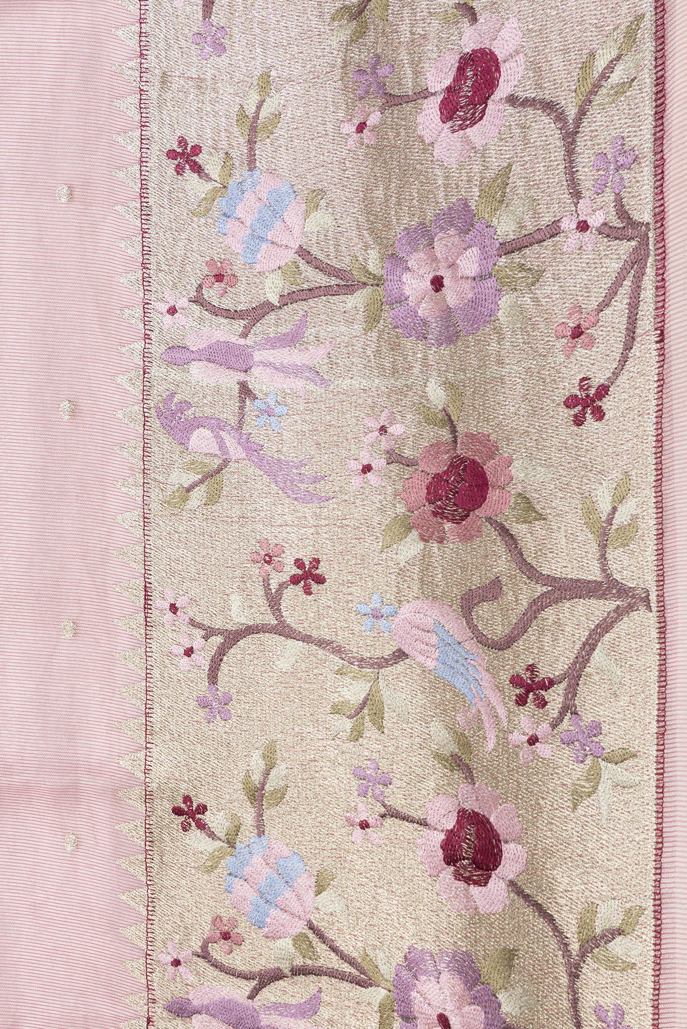 Rose Gold Dual Tone Organza Silk Saree - Image 3