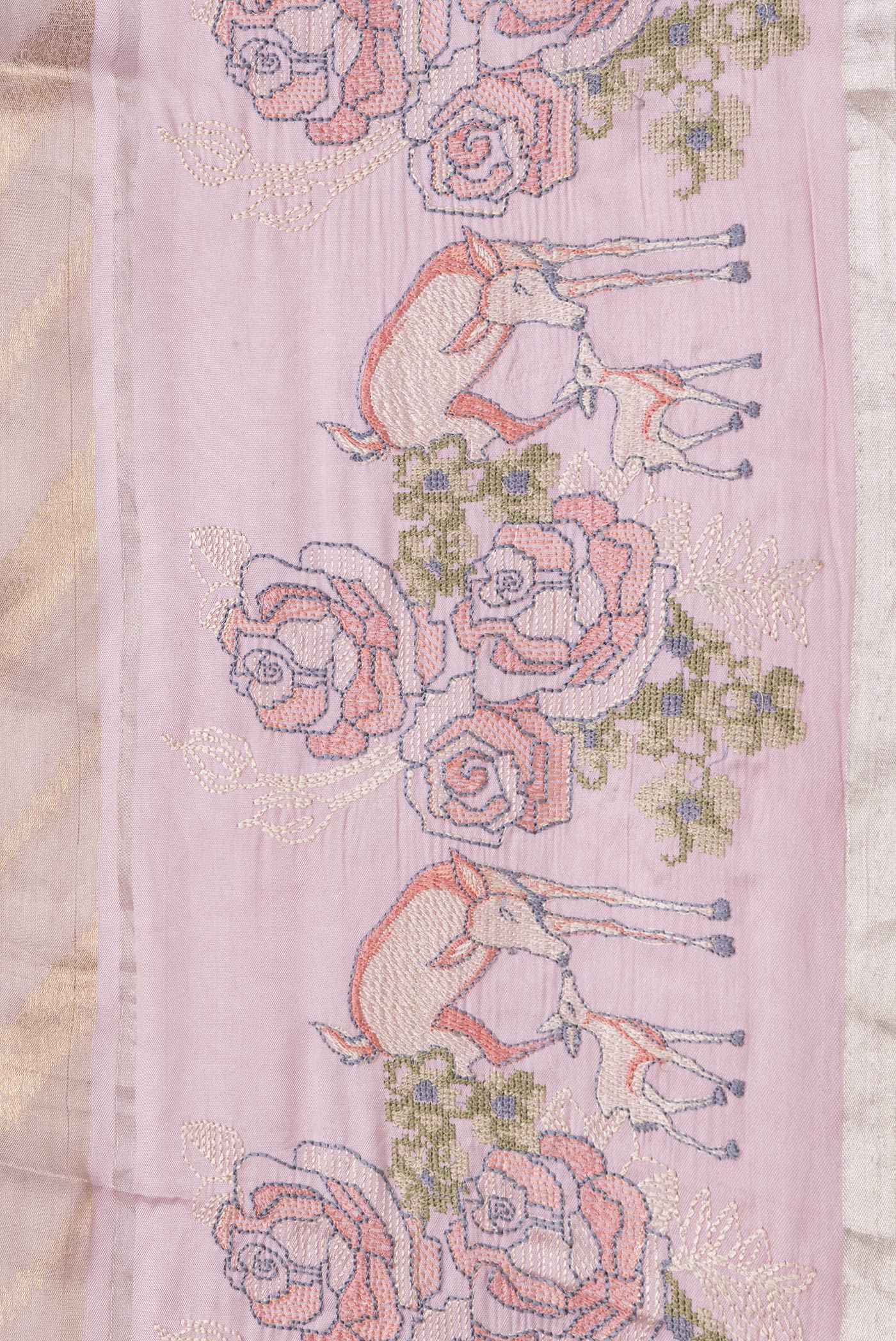 Rose Gold Dual Tone Organza Silk Saree - Image 3