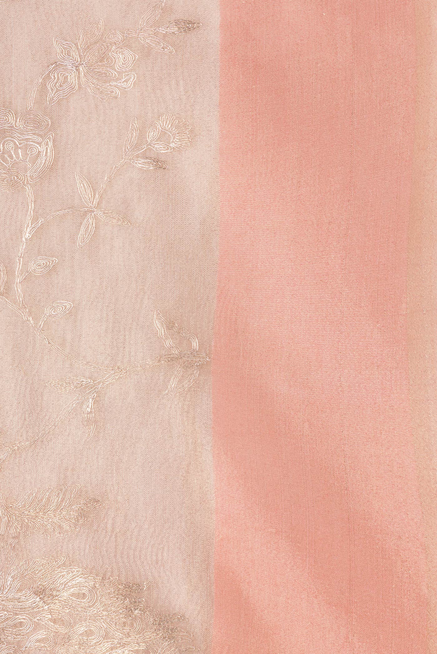 Peach Dual Tone Organza Silk Saree - Image 3