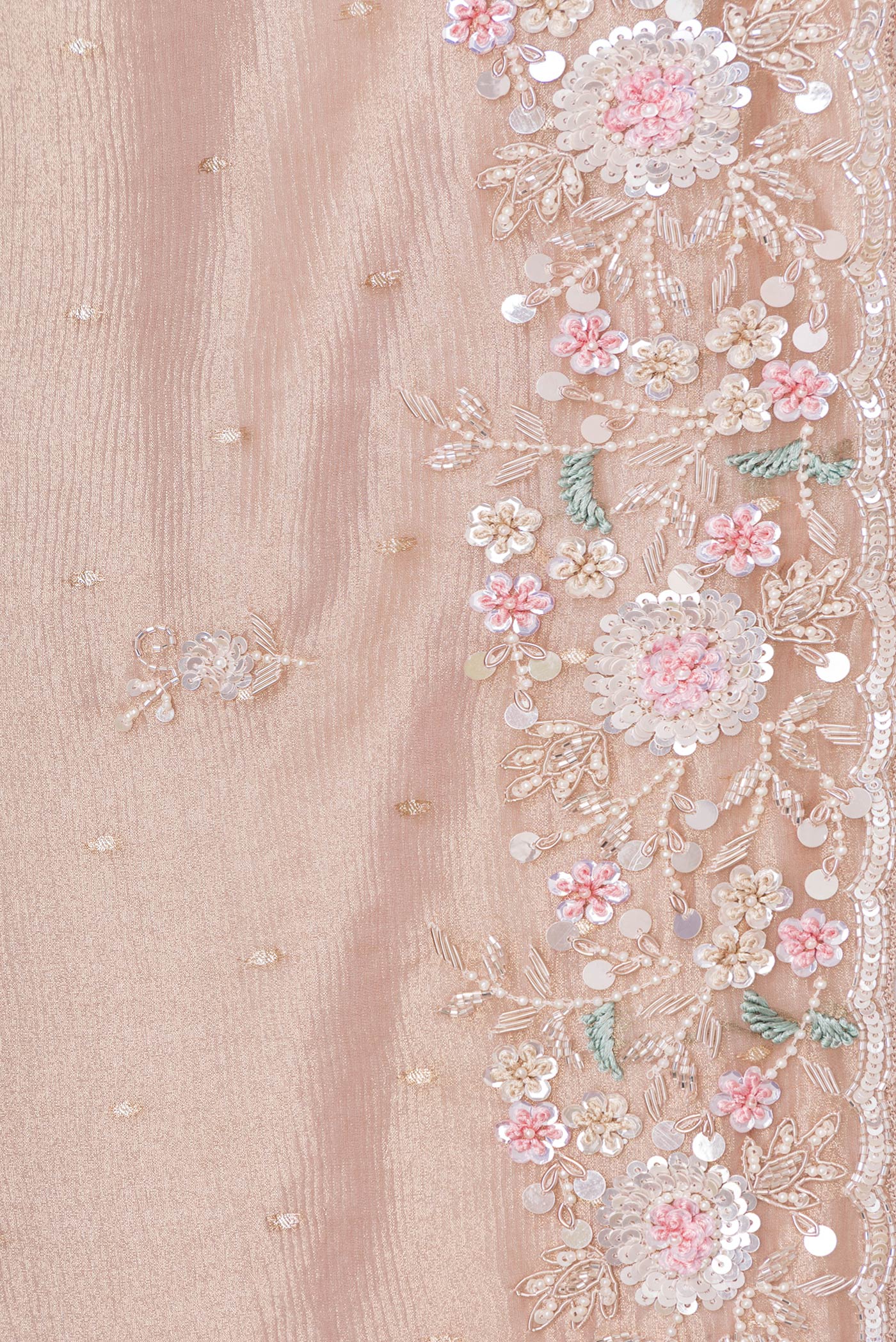 Golden Peach Organza Silk Saree - Image 3