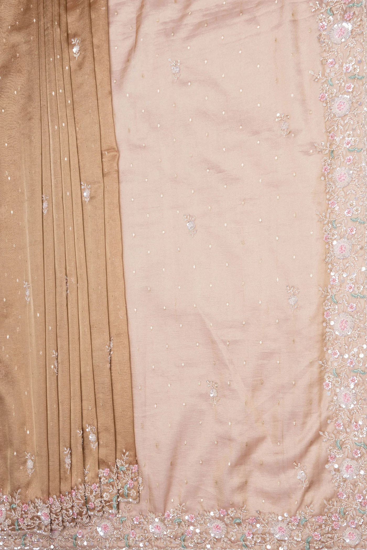 Golden Peach Organza Silk Saree - Image 4