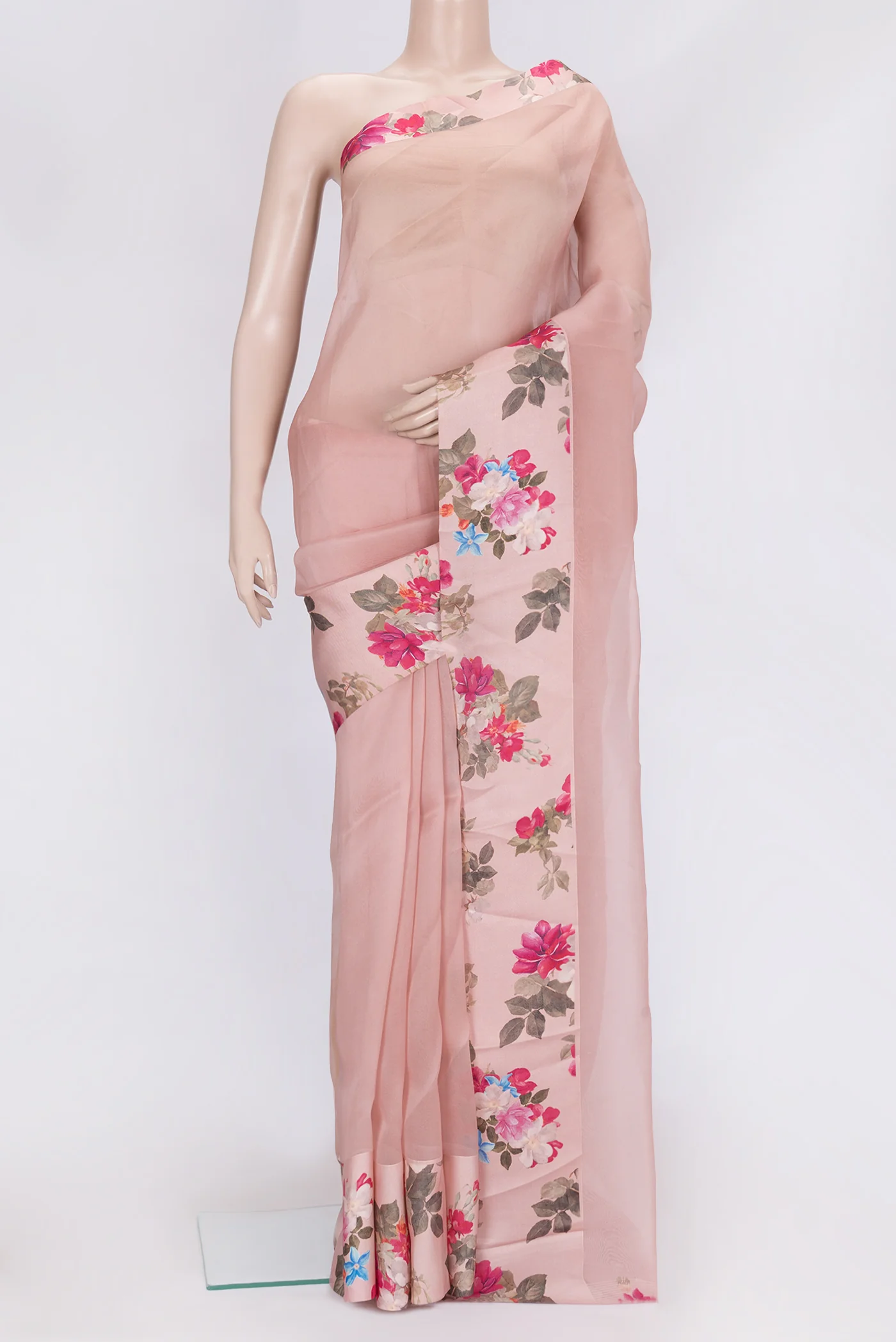 Rose Gold Organza Silk Saree