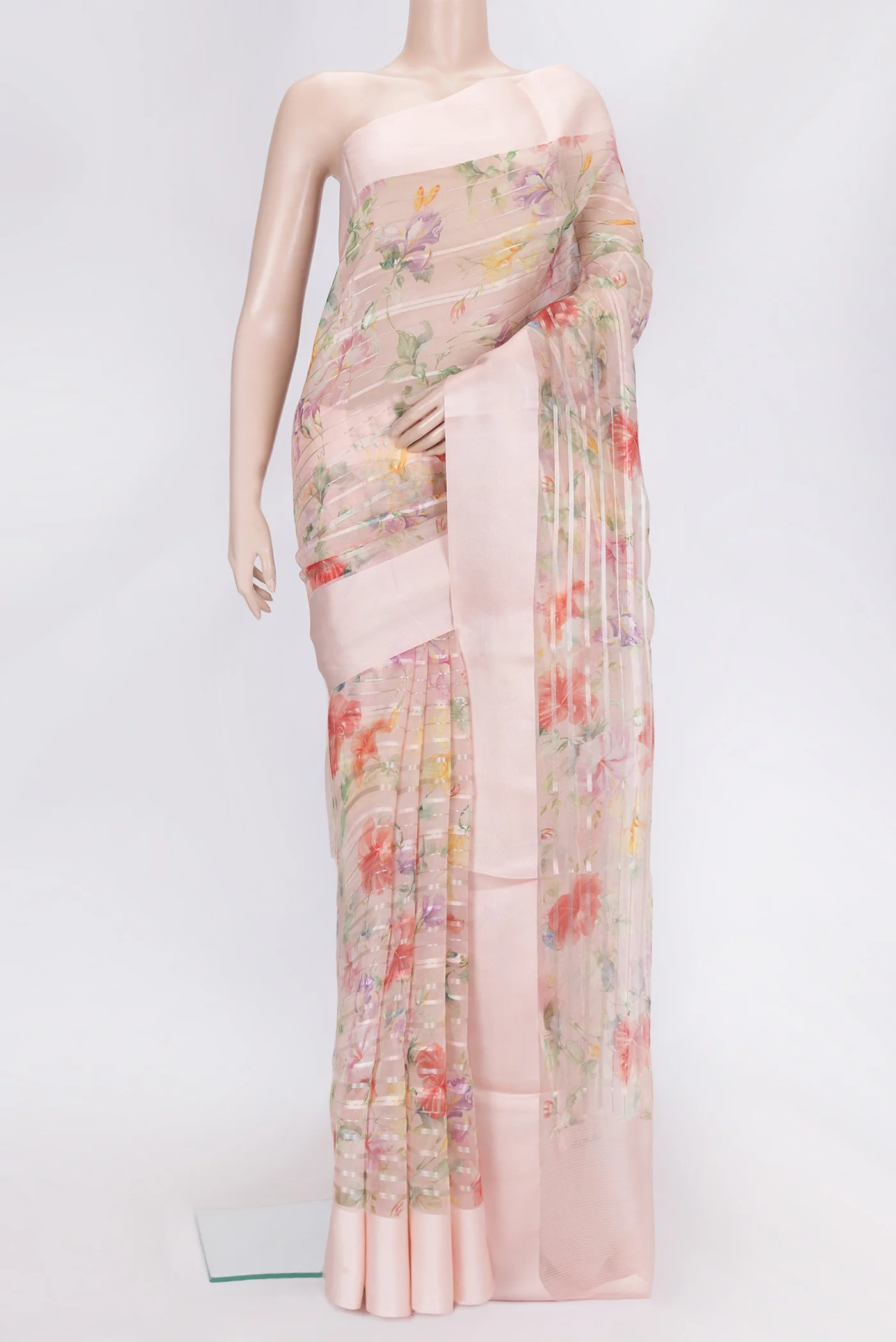Rose Gold Organza Silk Saree